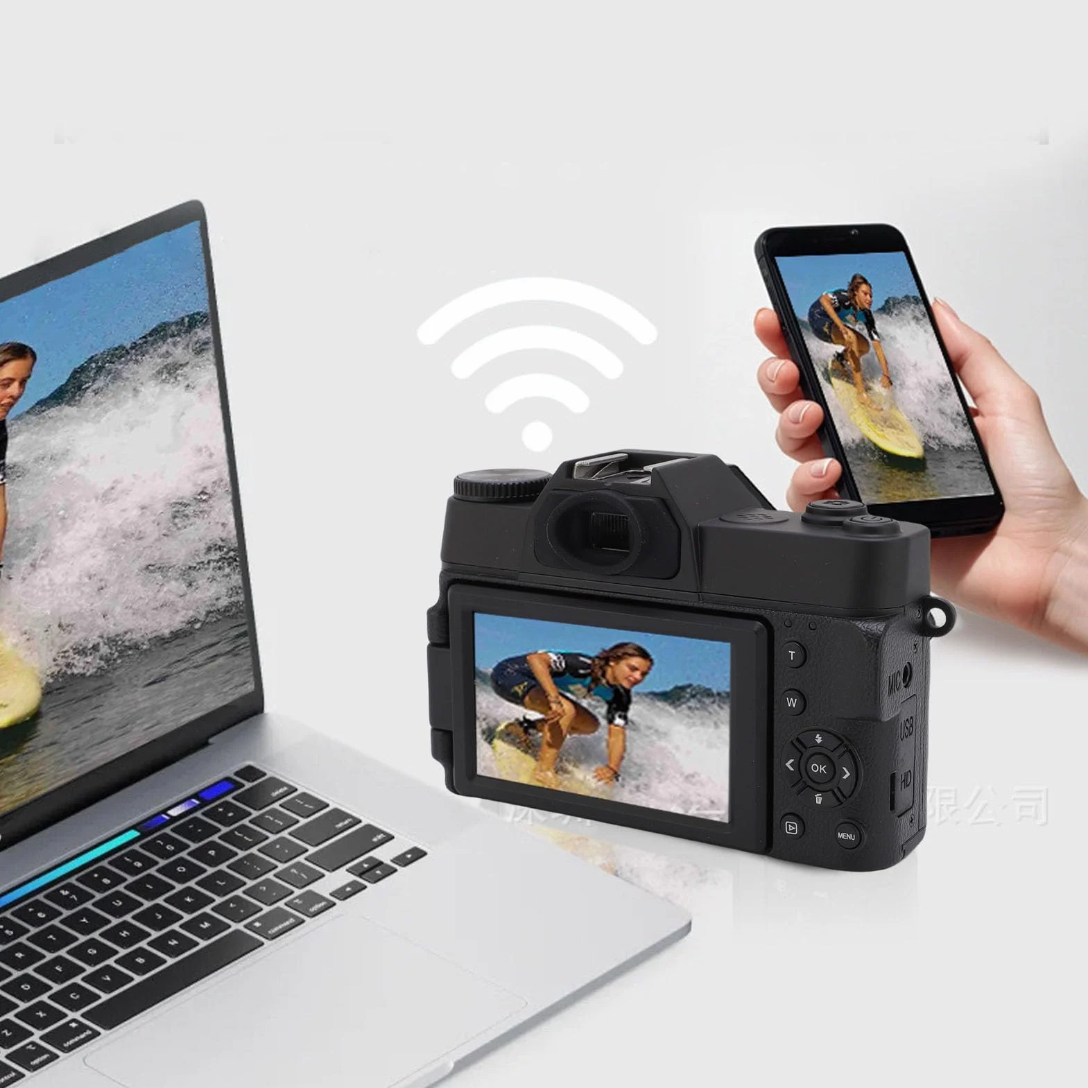 6K Aparat Cyfrowy do Fotografii, 64MP Wi -Fi Autofocus Video Camara z Ekranem Klapki 180 °, 16x Zoom, Kompaktowa Konstrukcja do Podróży, Karta Pamięci 32 GB
