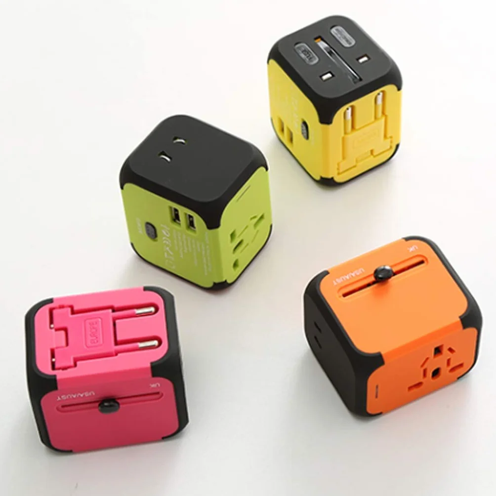 Międzynarodowy zasilacz, ogólnoświatowy adapter podróży, Uniwersalna adapter wtykowy z 2 Usb. Porty bardzo odpowiednie do podróży (Color : D, Rozmiar : 5 * 5.7 * 6.5cm)