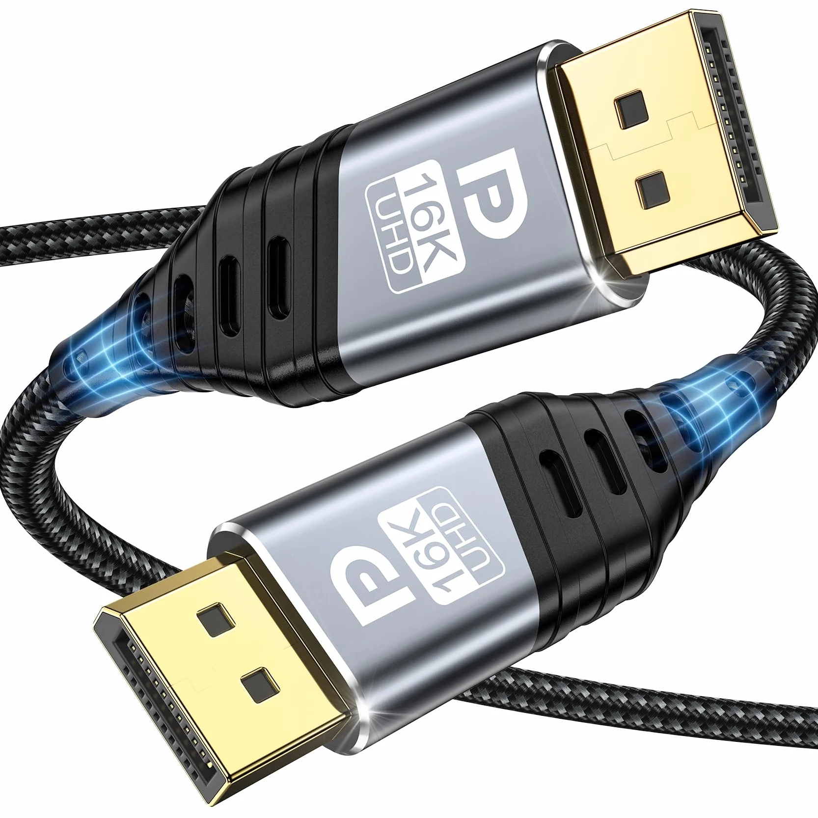 Kabel DisplayPort 16K 2.1, kabel DP 2M przy 60 Hz, 8K przy 120 Hz, 4K przy 240 Hz / 165 Hz / 144 Hz, 2K przy 240 Hz, 80 GB/sek., HDR, DSC 1.2a, FreeSync, G-Sync, kompatybilny z kartą graficzną…