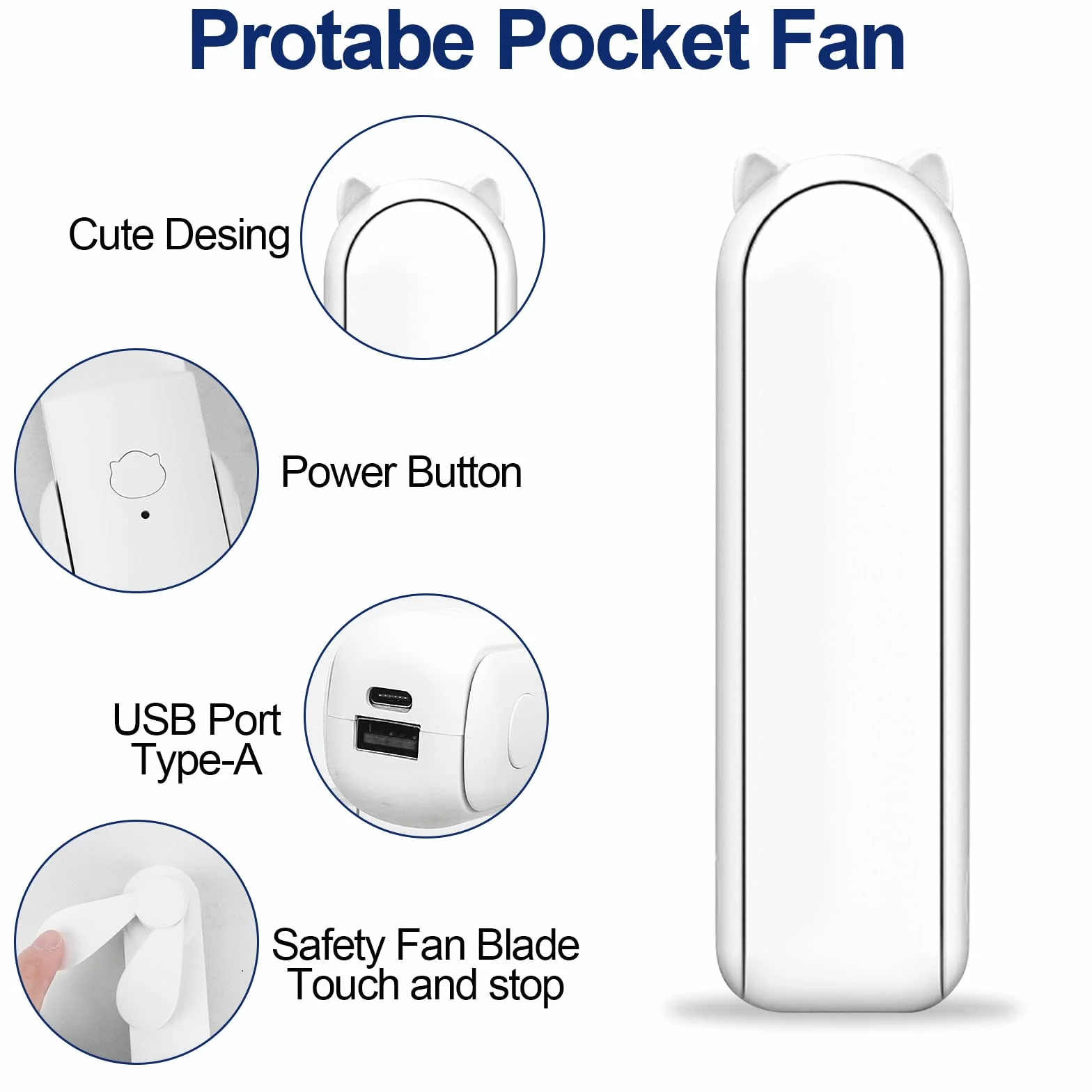 Wentylator kieszonkowy Mini przenośny wentylator ręczny 2 w 1, akumulator USB do ładowania na baterie [14–21 godzin] z wentylatorem zewnętrznym do domowego biura podróży na świeżym powietrzu