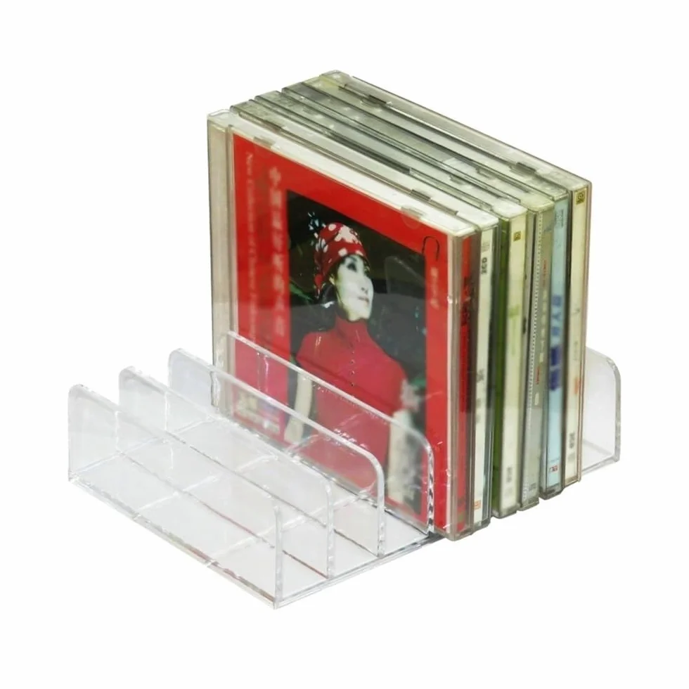 Stojak na płyty CD Taca do przechowywania płyt DVD, przezroczysty akrylowy stojak na płyty CD, stojak z możliwością układania w stosy - mieści do 14 standardowych pudełek