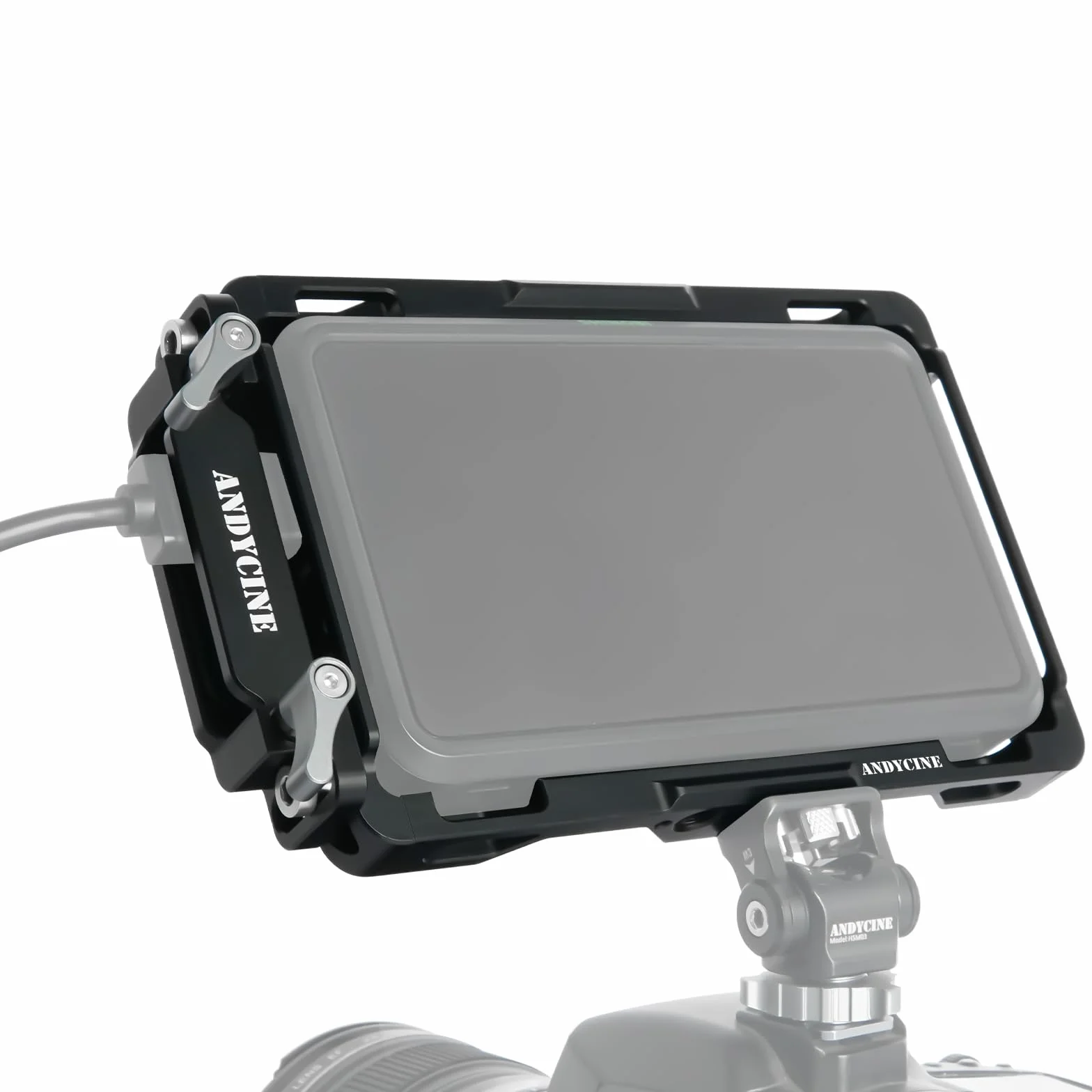 Klatka monitora ANDYCINE z osłoną przeciwsłoneczną kompatybilna z Atomos Ninja V/Ninja V+/Shinobi, wbudowanymi szynami Nato i zaciskiem kabla HDMI