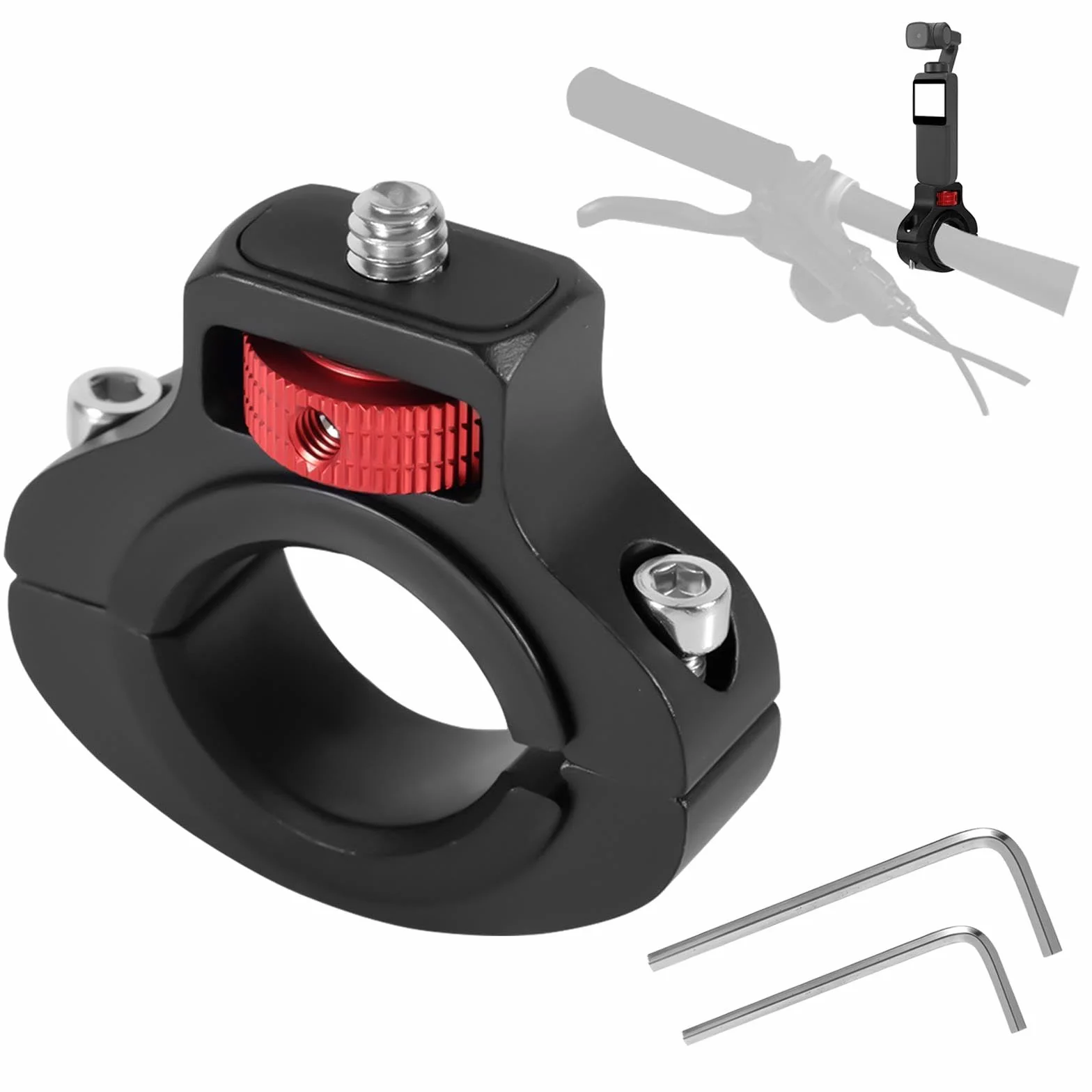 Obrotowy Uchwyt Kamery Motocyklowej 360 Stopni Zaciskowy na Kierownice do GoPro Insta360 DJI Osmo (22-32mm)