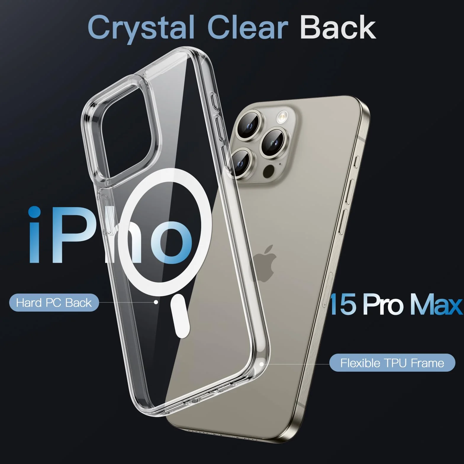 JETech Magnetyczna Etui dla iPhone 15 Pro Max 6,7 Cala Kompatybilny z MagSafe Bezprzewodowy Ładowanie, Odporny Wstrząsy Case, Przezroczysty, Odporny Zarysowania (Przezroczyste)
