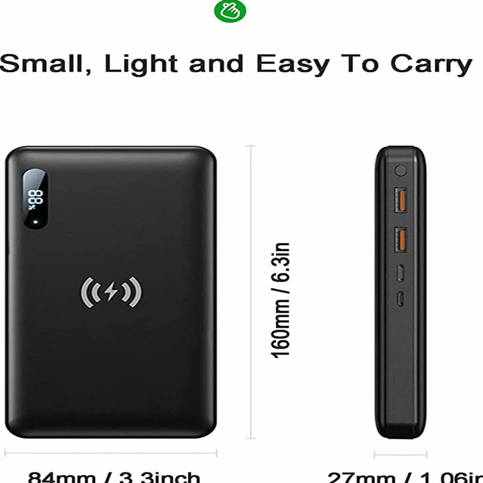 Bezprzewodowy Power Bank 30000Mah PD 15W Ładowarka przenośna QC3.0/QC4.0/SCP Szybkie ładowanie z 2 wejściami i 3 wyjściami (Qi i USB C) Zewnętrzna bateria do telefonów, tabletów