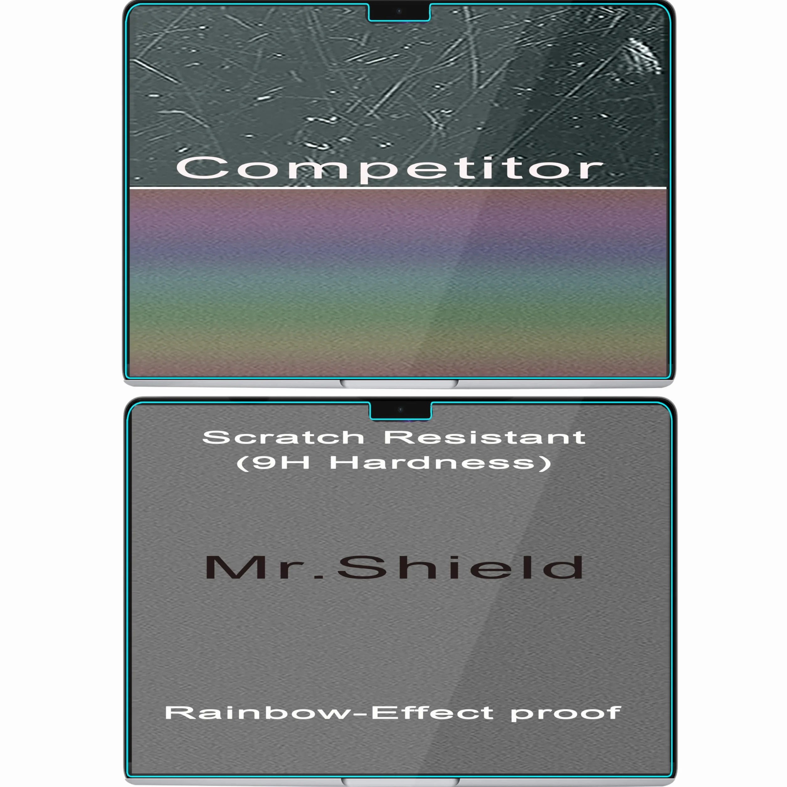 Mr.Shield Ochraniacz Ekranu do MacBook Air 13.6 cala M3 M2 2024 2022, 2 Sztuki Szkło Hartowane 9H Odporny na Zarysowania HD