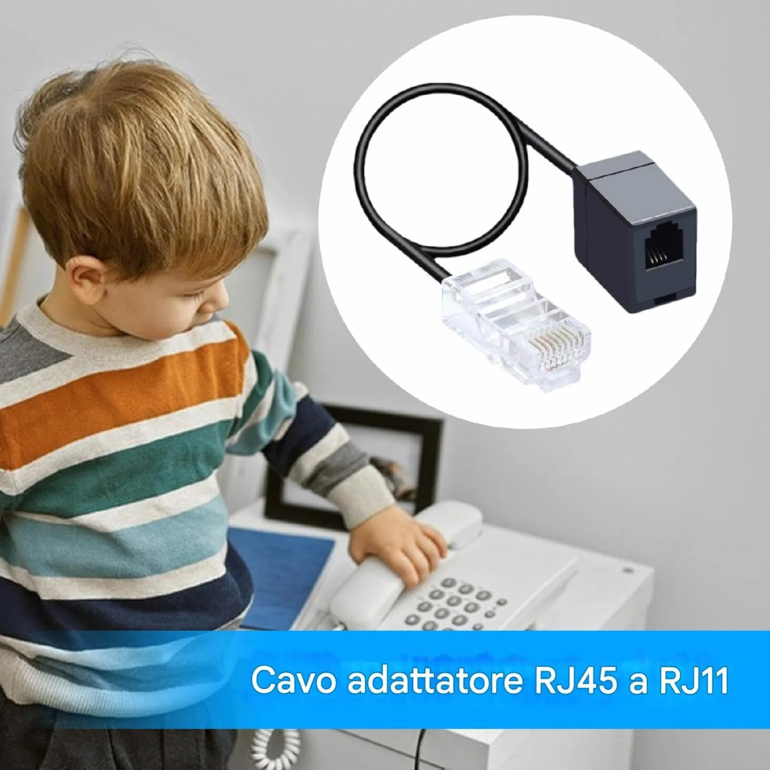 Kabel konwertera RJ11 do RJ45, adapter telefoniczny 8P4C do 6P4C, złącze linii stacjonarnej