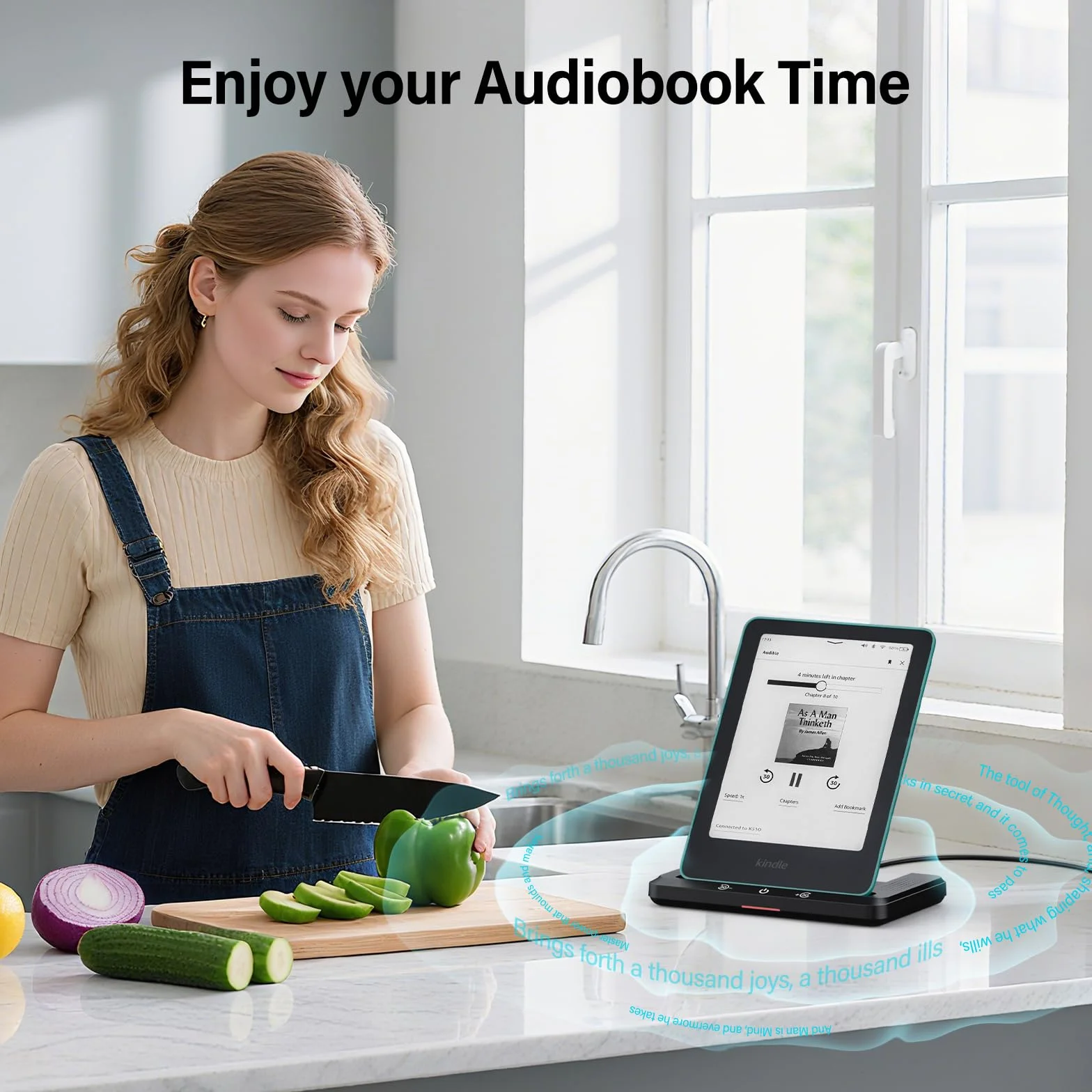 Bezprzewodowa stacja ładująca z głośnikiem do Audiobooka, bezprzewodowa ładowarka kompatybilna z Kindle Paperwhite Signature Editions (wersje z 2022 i 2024 r.) i Kindle Colorsoft Signature Edition