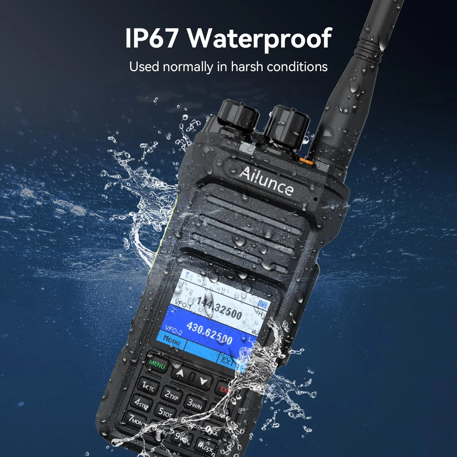 Retevis Ailunce HA1UV Radiotelefon Amatorski z Mikrofonem, Dwupasmowy, Wodoodporny IP67, Akumulator 2800 mAh, Przenośny Nadajnik-Odbiornik Dalekiego Zasięgu do Ratownictwa, Imprezy Amatorskie (1 szt.)