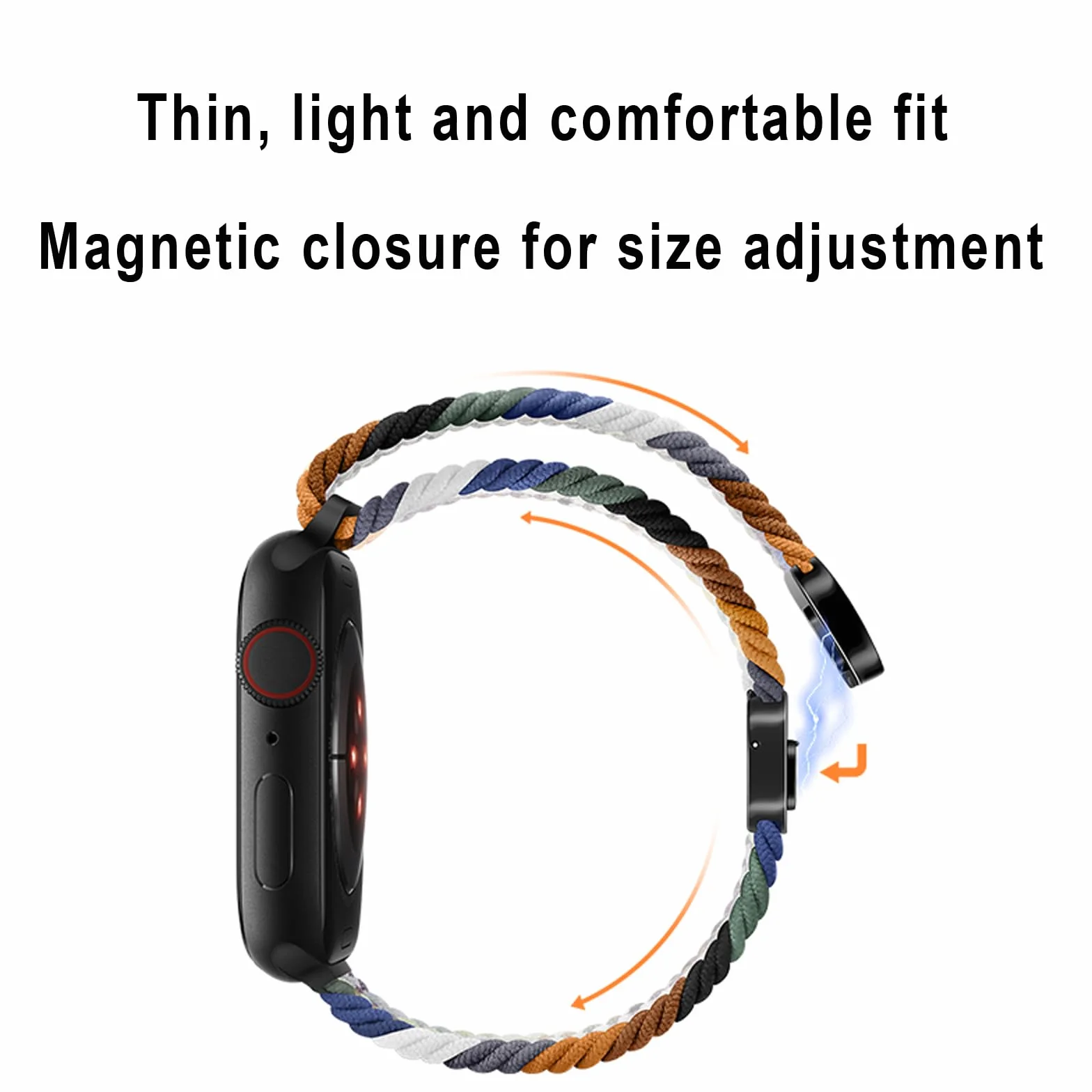 Compatible with Apple Watch Strap 49mm 46/45/44/42mm 42/41/40/38mm, Elasticated Magnetic Nylon Strap Band for IWatch Series 11/10/9/8/7/6/5/4/SE 3 2/Ultra 3 2 Men Women