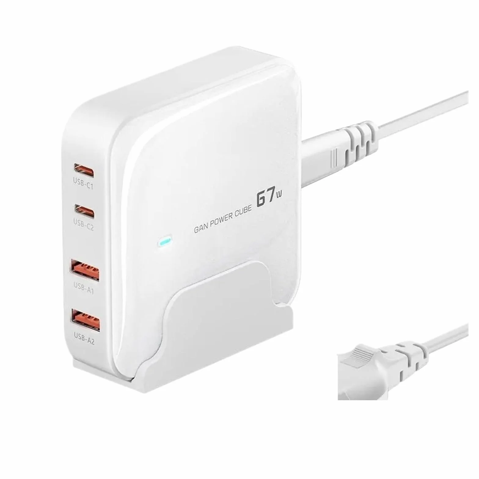 Ładowarka Stacja Ładująca Wieloportowa USB GaN 67 W Typu C PD QC Szybkie Ładowanie MożLiwość Szybkiego łAdowania(White)