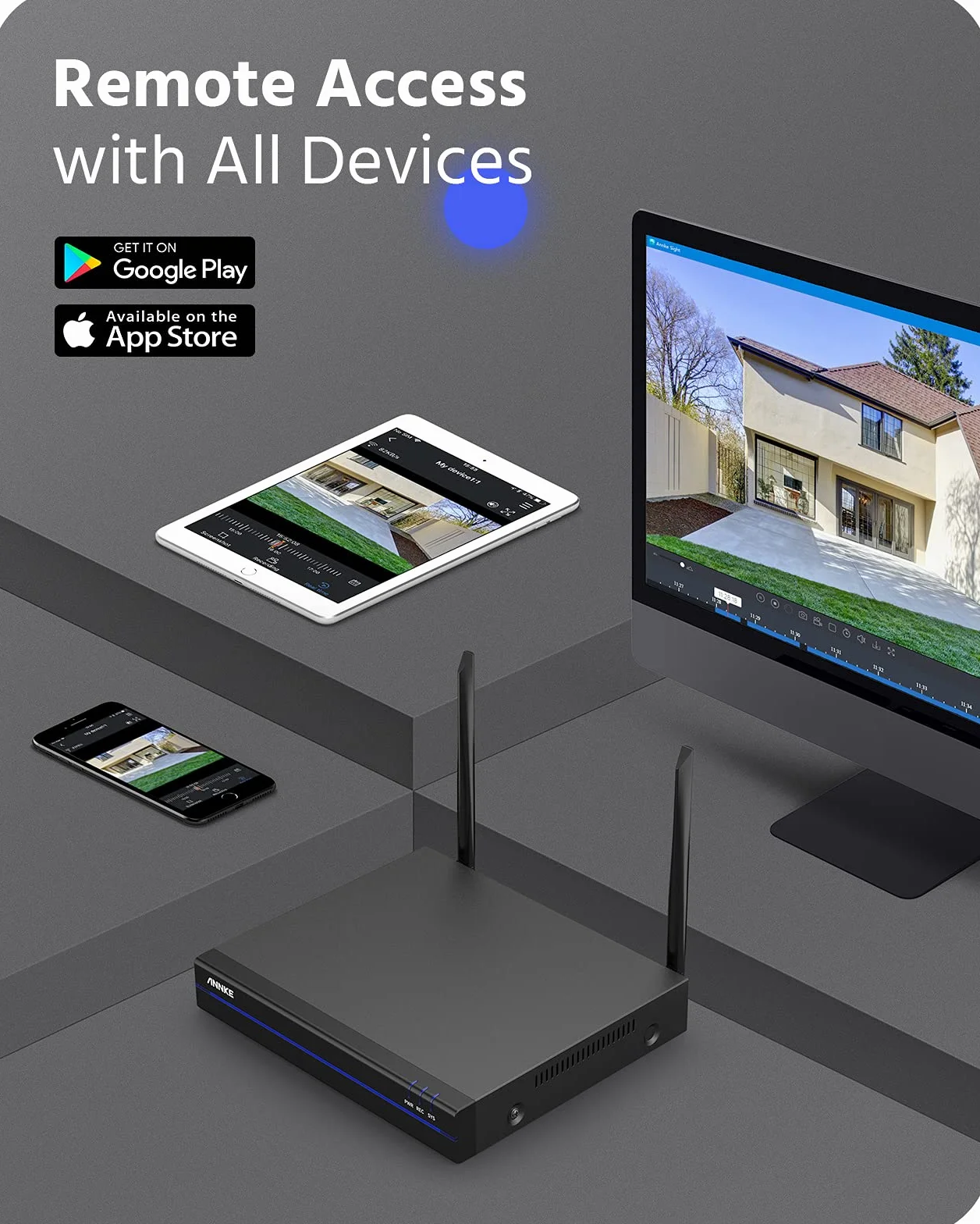 ANNKE Bezprzewodowa kamera do monitoringu 3 MP, zestaw zewnętrzny 8CH 5 MP NVR z 4 x 3 MP WiFi, zestaw do monitoringu wideo z dyskiem twardym 1 TB, obsługuje nagrywanie audio, odporność na warunki