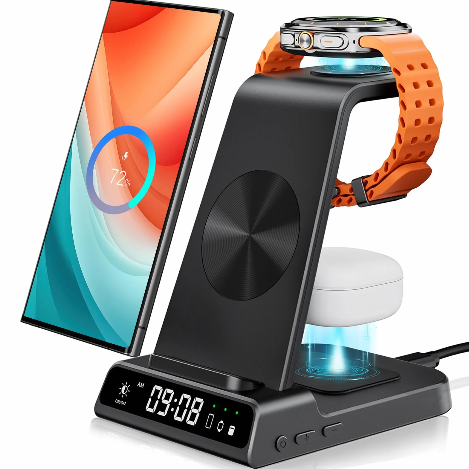 Bezprzewodowa ładowarka do Samsung Galaxy S24 Ultra/Z Flip 5/S23 Ultra/S23+, ładowarka do Galaxy Watch 6/6 Classic/5/4 i Buds 2/Pro