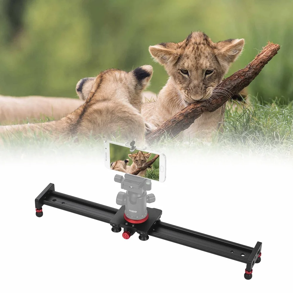 Andoer Zmotoryzowana kamera Slider 50 cm – Dolly Rail ze stopu aluminium do lustrzanek cyfrowych i aparatów slotowych – suwak do fotografii wideo o nośności 11 lbs
