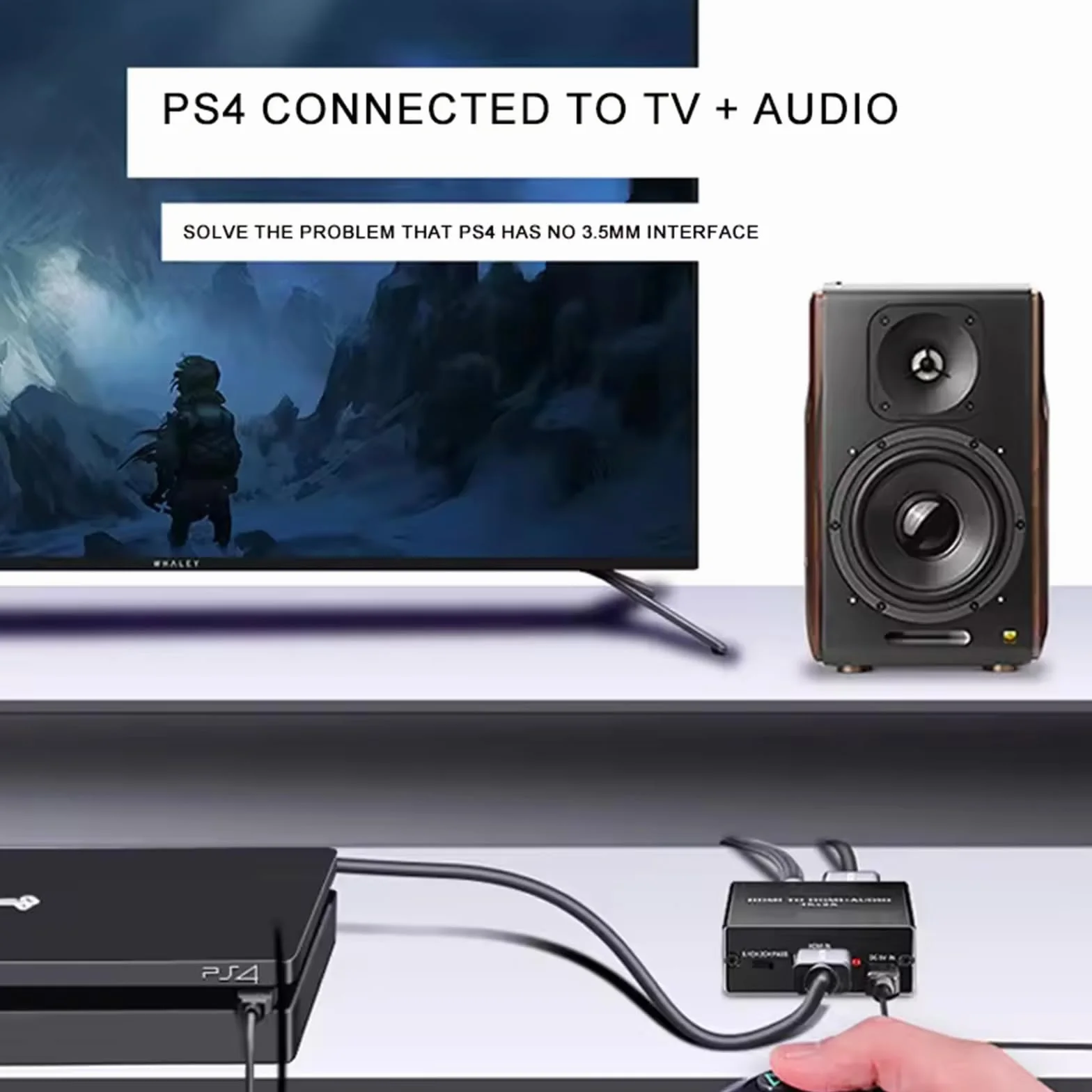 Konwerter HDMI Audio Extractor, konwerter audio, 4Kx2K, Optical Toslink SDPIF, gniazdo audio 3,5 mm, adapter rozdzielacza optycznego Hdmi, do PS5 i innych urządzeń