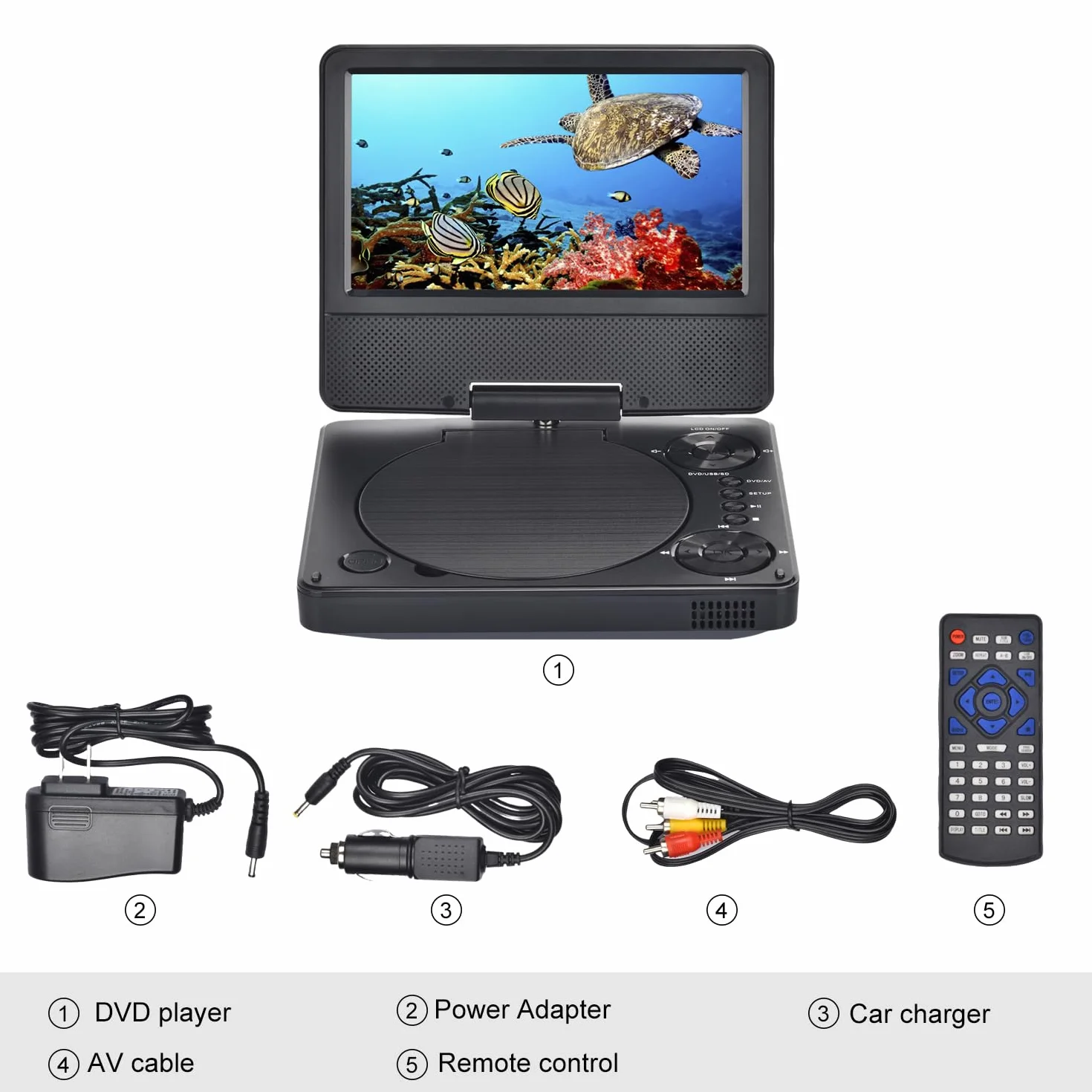 9.5" przenośny odtwarzacz DVD YOOHOO z 7.5" ekranem HD dla dzieci, do noszenia w podróży, telewizor samochodowy na zagłówek, wszystkie regiony, odtwarza wszystkie formaty MKV/MP4/WAV/AVI/MP3/CD/1080P