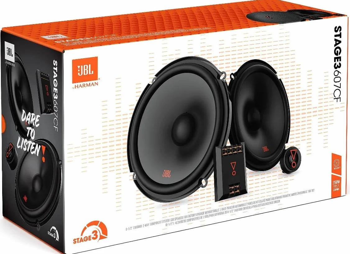 JBL Stage3 607CF Harman Kardon 2-drożny zestaw głośników samochodowych - Komponenty 250 W Zestaw głośników samochodowych Pro Sound z głośnikiem ściennym 160 mm bez siatki i ściennego głośnika