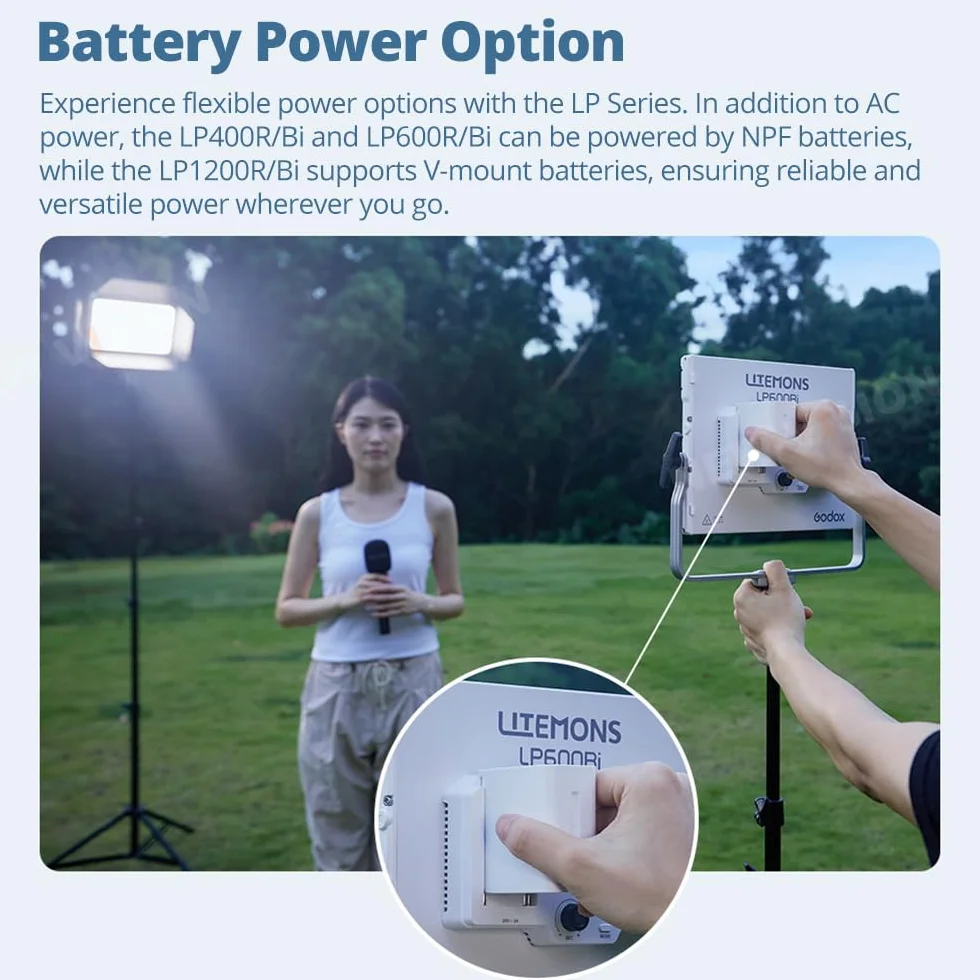 Godox Litemons LP600R RGB LED panel świetlny ze sterowaniem aplikacją, 60 W, oświetlenie studyjne z drzwiami stodoły, 1800-10000 K, 14 trybów FX, obracany o 360°, CRI 96+ TLCI 96+, (Godox LP600R)