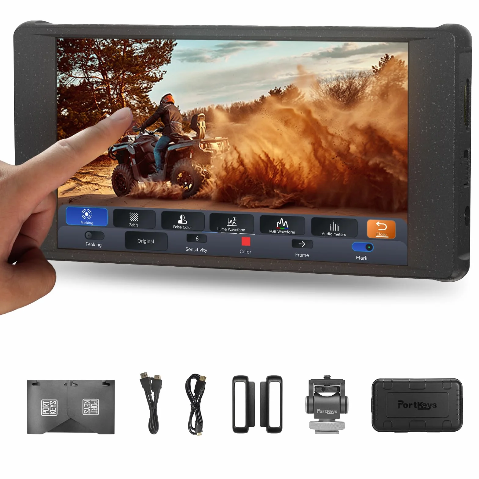 Portkeys PT6 Monitor Kamerowy 5.2" Ekran Dotykowy 600nits 3D LUT Wyjście 100% DCI-P3 Focus Peaking RGB Waveform HDMI Wejście/Wyjście Stretch Wersji Pionowej dla Aparatów DSLR i Bezlusterkowych | Ekran Dotykowy, Focus Peaking, HDMI Wejście/Wyjście, RGB Wav