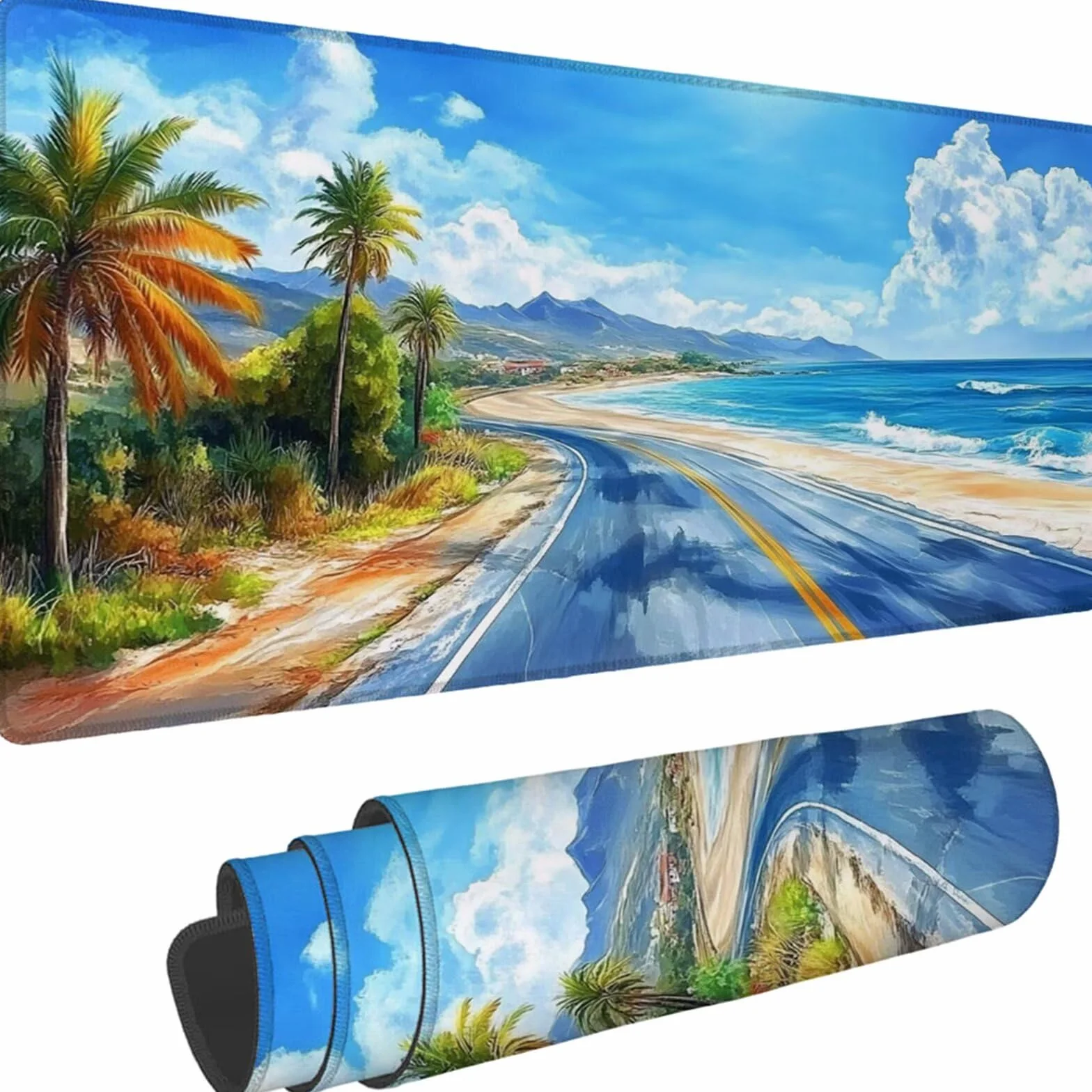 Gamingowa podkładka pod mysz 1200 x 600 x 3 mm, XXL, wodoszczelna, odporna na ścieranie, z przyszytymi krawędziami, niebieska, podkładka na biurko, poprawia prędkość i precyzję, pod laptopa, komputer