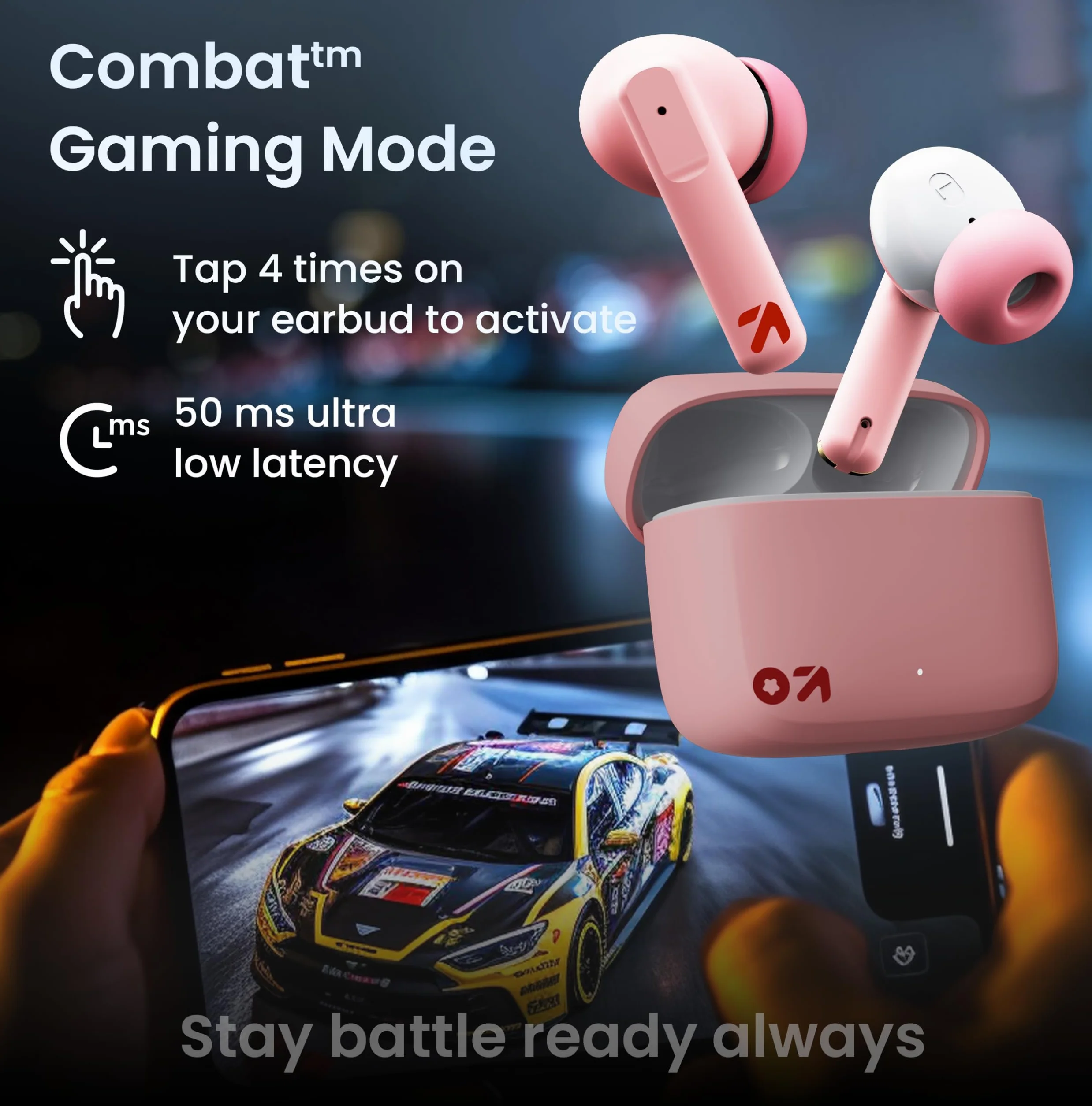 Boult Audio Z60 True Wireless słuchawki douszne z czasem odtwarzania 60H, Quad Mic ENC, 50 ms Low Latence Gaming IPX5 Słuchawki douszne TWS, Bluetooth 5.3, 13 mm Bass Drivers