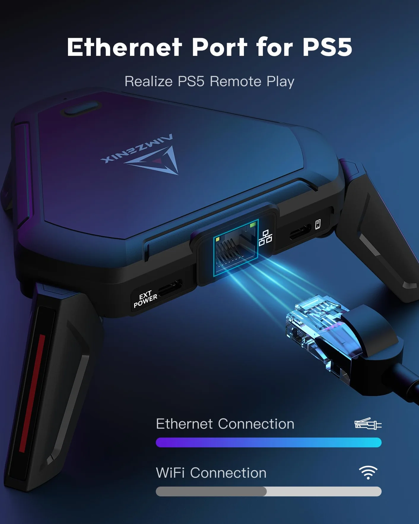 AIMZENIX Monster - Adapter emulatora do PS5, PS4, PS3, Xbox ONE, Xbox 360, Xbox Series X/S, Nintendo Switch, PC, kontroler gier wideo z portem sieciowym do PS5, z gniazdem audio 3,5 mm