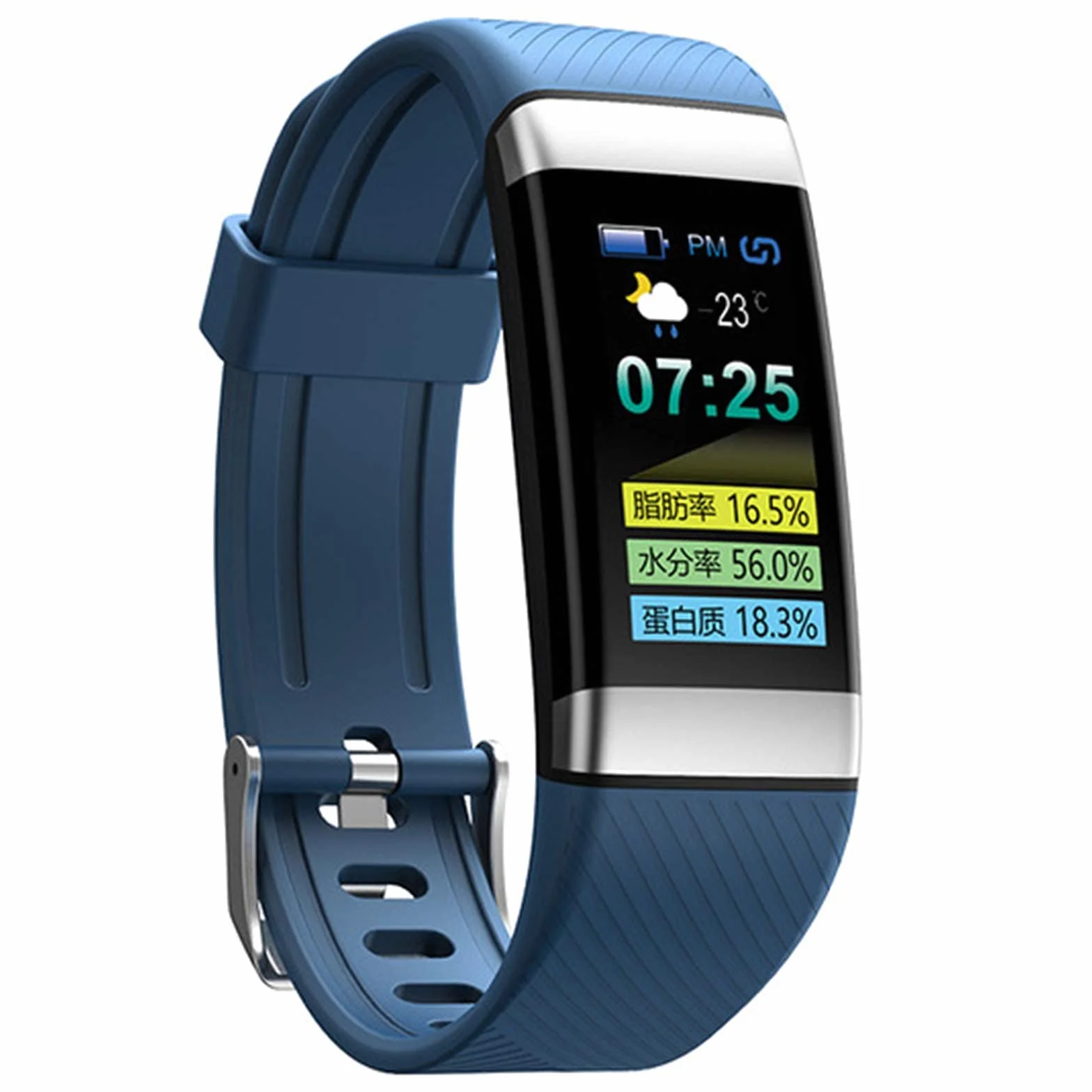 Inteligentny zegarek IP67 Wodoodporny monitor fitness Inteligentny zegarek z monitorem tętna i temperatury ciała/Bluetooth 4.0 Zegarek sportowy 0,96 cala HD Ekran IPS Niebieski (niebieski) little