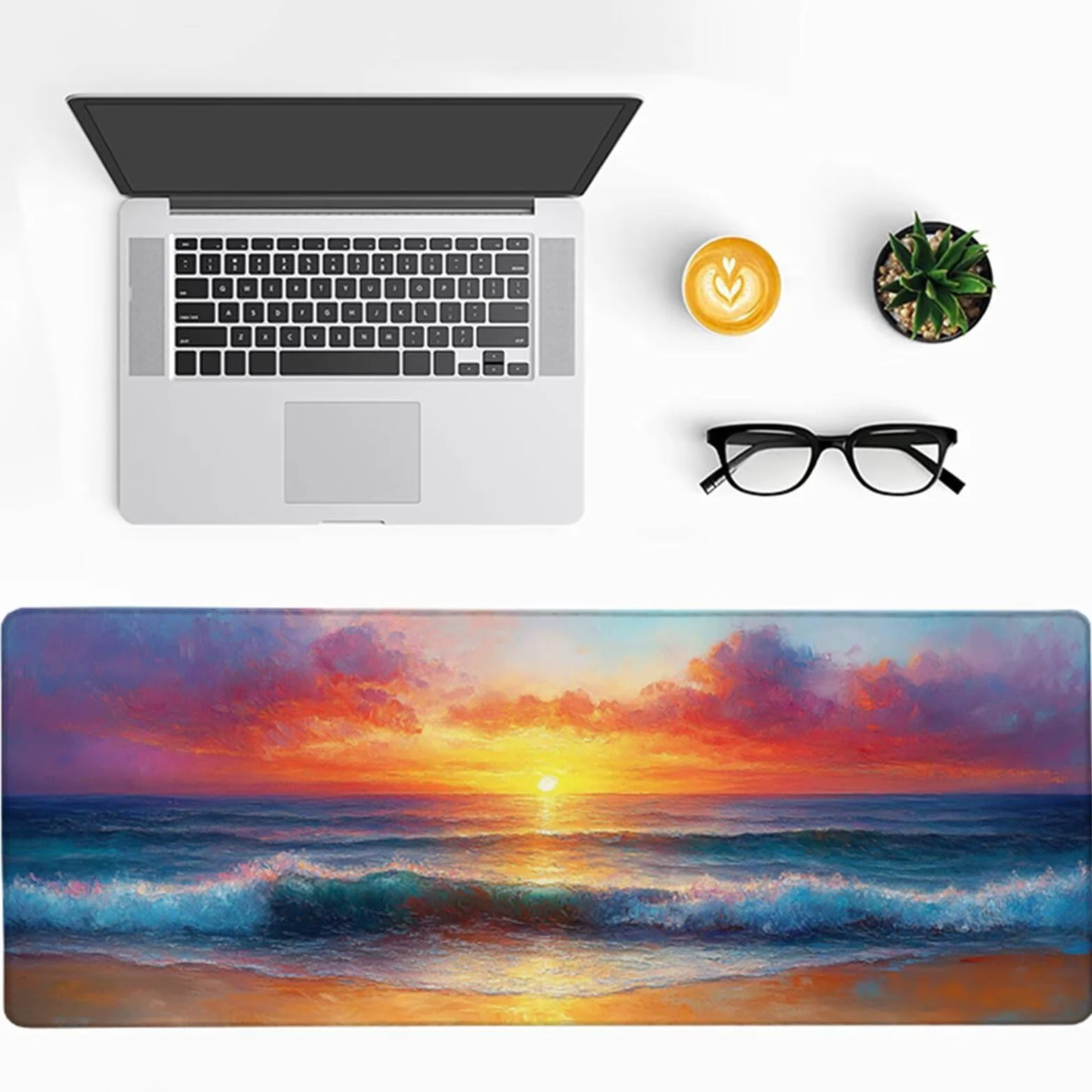 Podkładka pod mysz Zachód słońca, podkładka pod mysz do gier XXL 1600 x 800 x 3 mm, podkładka na biurko z antypoślizgową gumową podstawą, akcesoria komputerowe, podkładka pod mysz z zszytymi