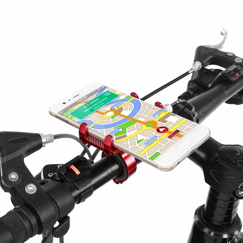 Regulowany uchwyt na telefon rowerowy czerwony do motocykla i skutera