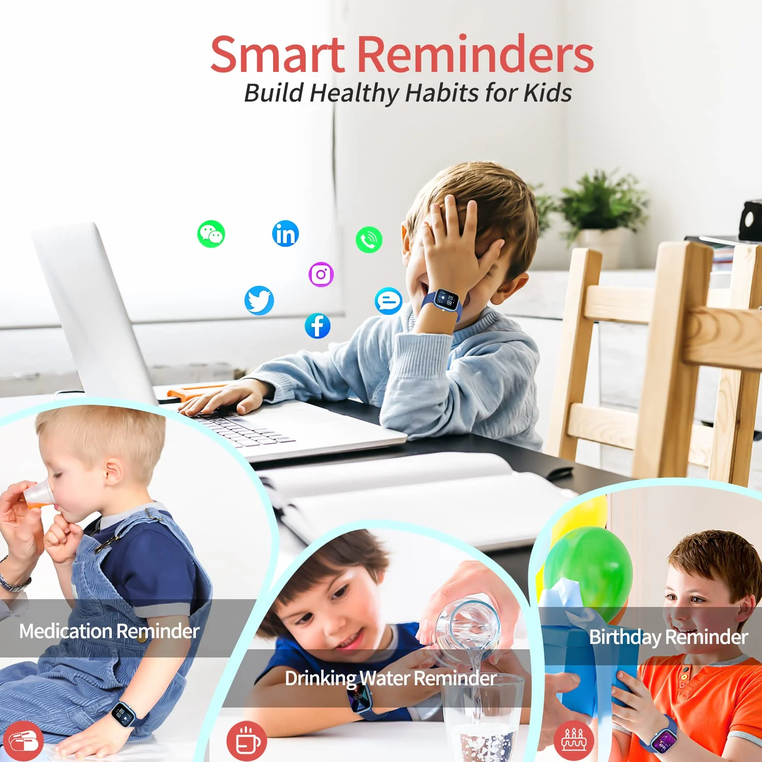 ids Fitness Tracker zegarek IP68, wodoodporny smartwatch dla dzieci z 19 trybami sportowymi, krokomierzem, trybem snu, dla dzieci, chłopców, dziewcząt