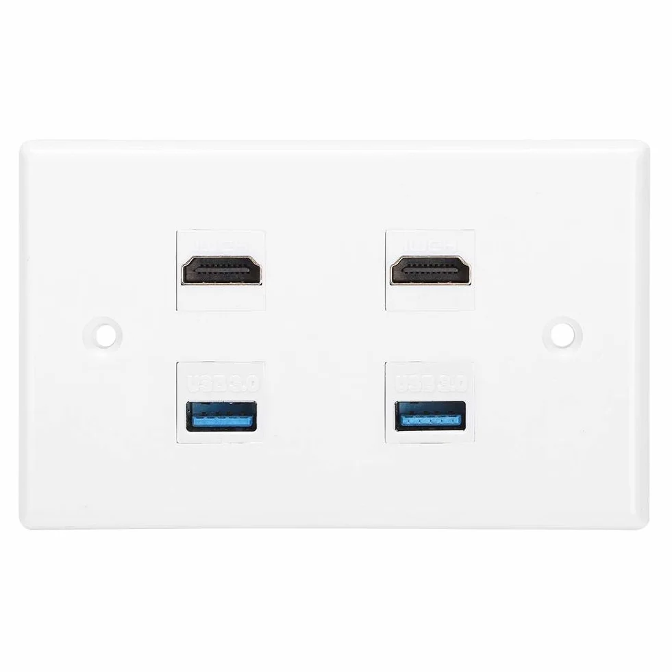 Keystone panel ścienny HDMI 2 porty USB żeński żeńska klamra mocowanie gniazdka ściennego