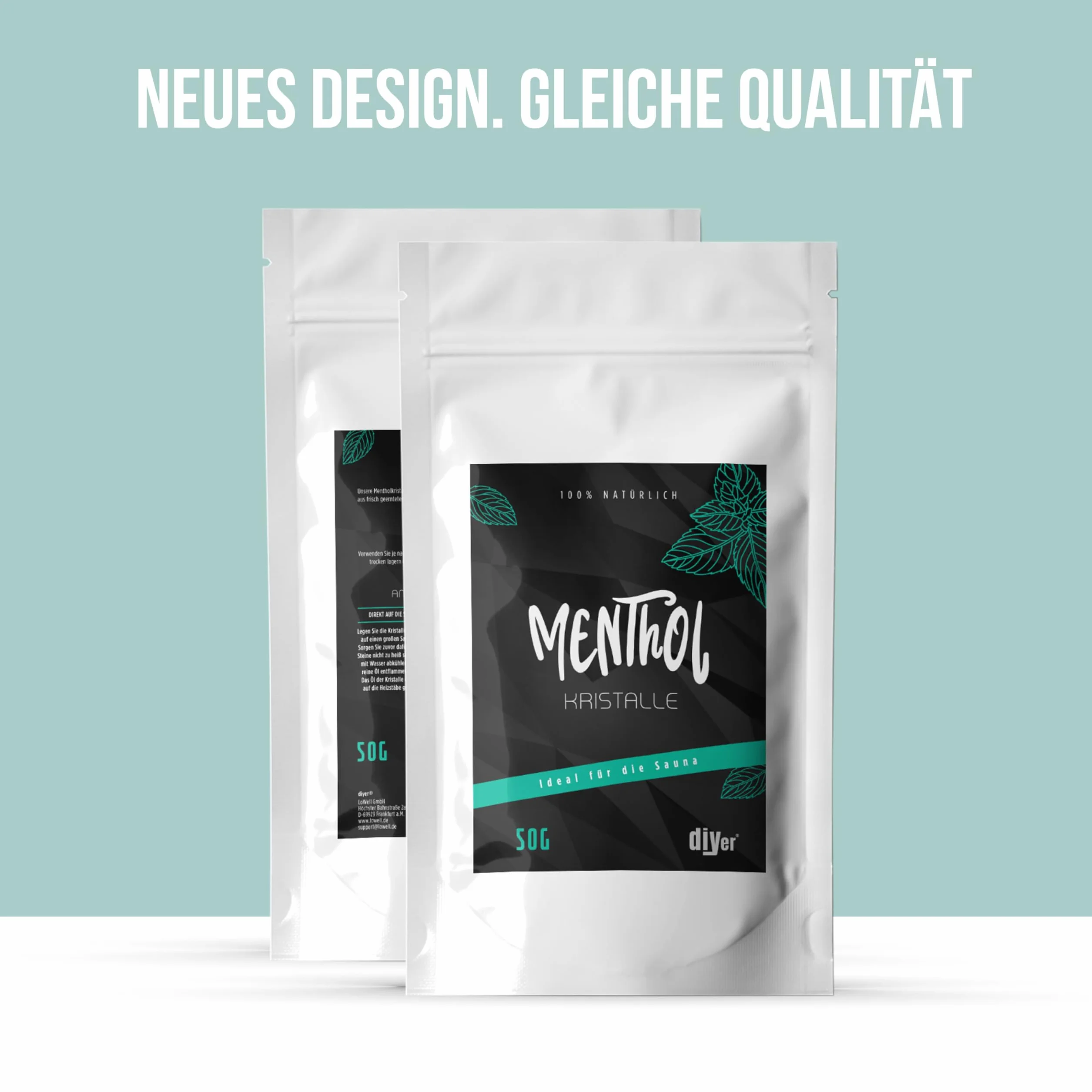 100g kryształków mentolowych w praktycznej torebce z suwakiem - certyfikowana jakość premium ze 100% czystego olejku miętowego - idealne jako napar do sauny - kryształki lodu