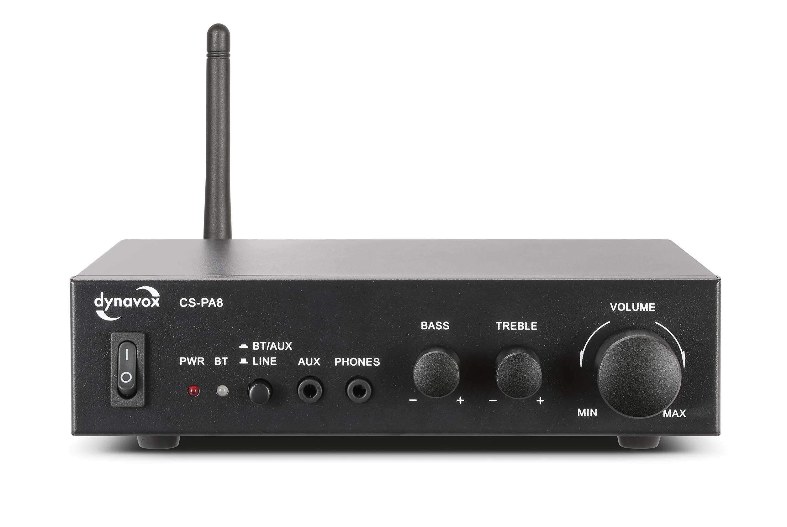 Dynavox Mini wzmacniacz CS-PA8, wzmacniacz cyfrowy stereo, zaciski przyłączeniowe, zintegrowana antena BT i złącze słuchawkowe, czarny