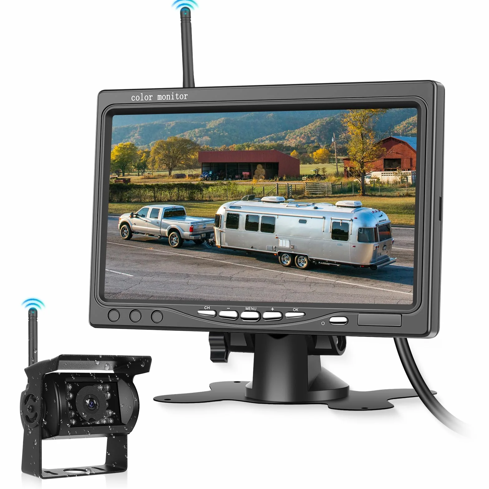 Bezprzewodowa kamera cofania i 7-calowy monitor HD, zestaw bezprzewodowych kamer cofania, system wspomagania parkowania, widoczność w nocy, wodoszczelna kamera samochodowa do przyczep, autobusów