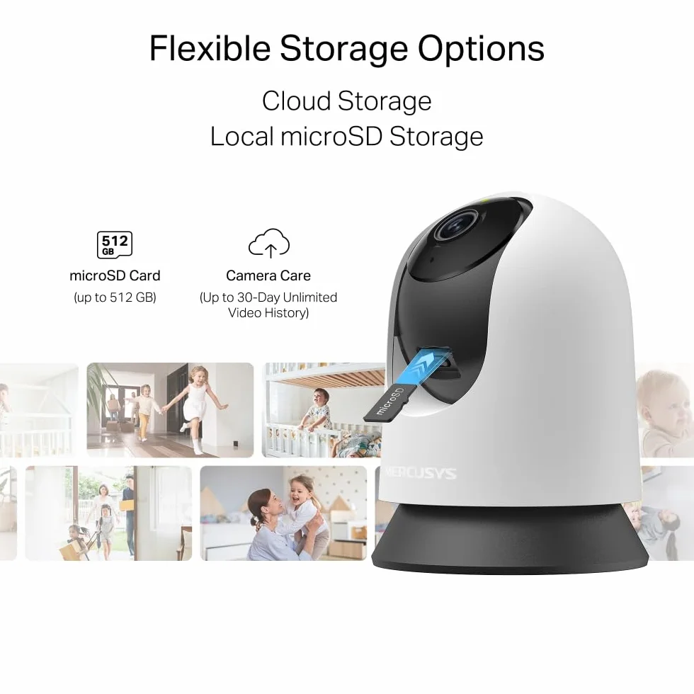 MERCUSYS MC200 kamera do monitoringu wewnątrz 360°, WLAN 2,4 GHz, 1080p, noktowizor, dwukierunkowe audio, rozpoznawanie AI, kompatybilna z Alexa, karta micro SD do 512 GB