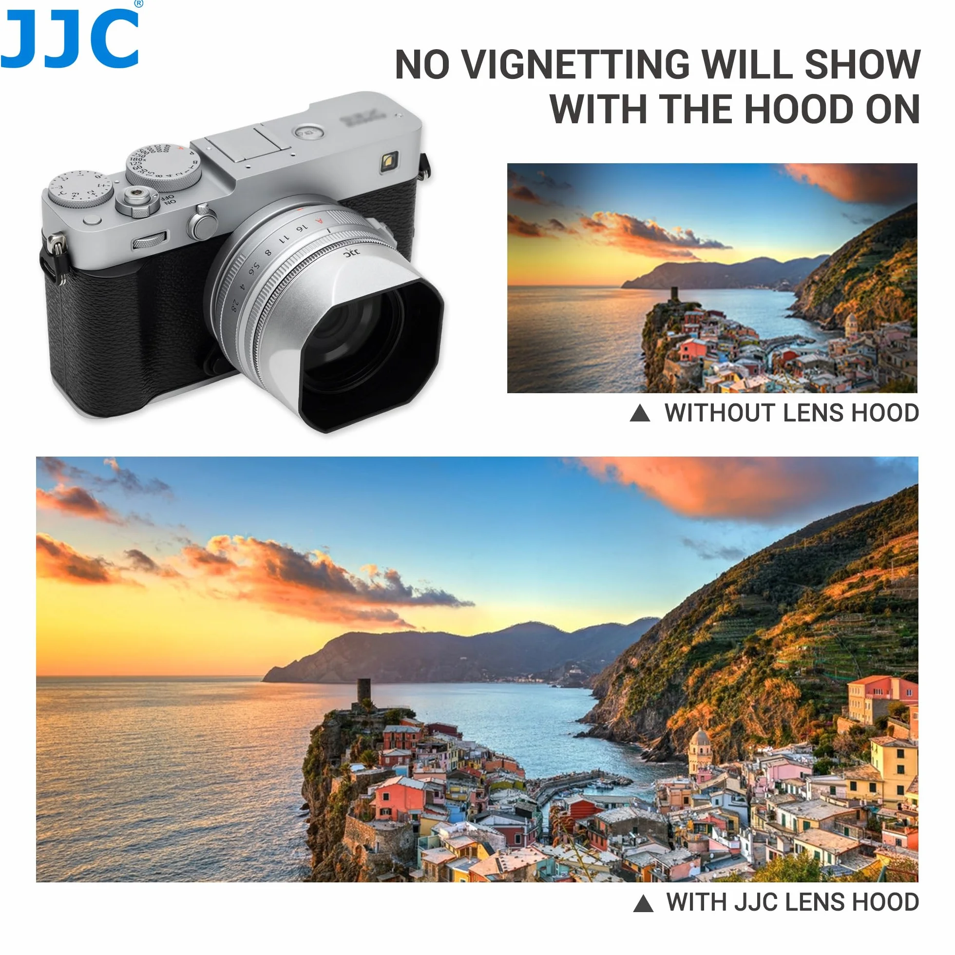 JJC Osłona obiektywu i magnetyczny pierścień adaptera kompatybilny z obiektywami Fujifilm X-E5 + XF 23 mm F2.8 R WR, XF 27 mm F2.8 R WR, XF27mm F/2.8 Lens, pasuje do filtra 39 mm i osłony obiektywu