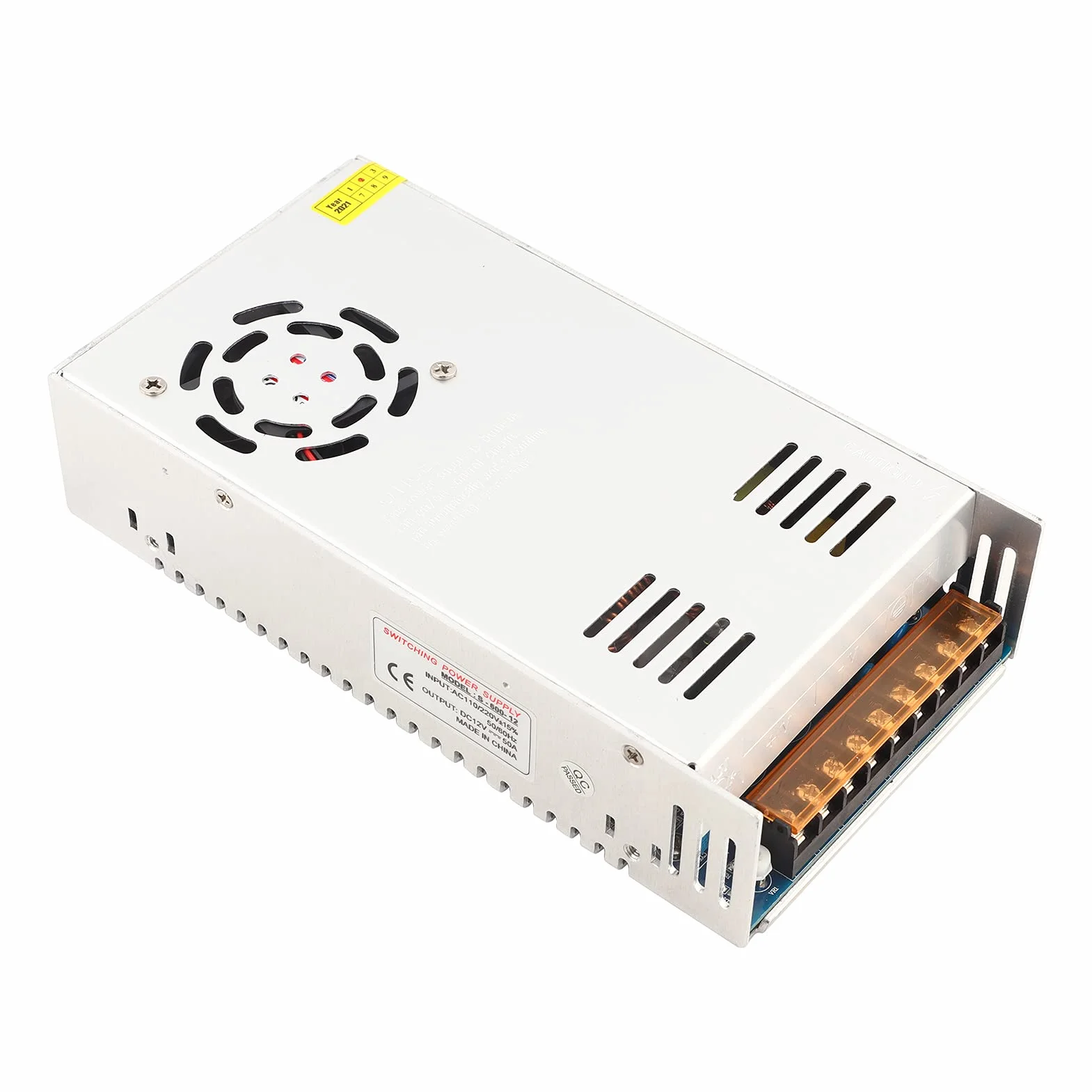 Alomejor Adapter Sterownika Zasilacza Impulsowego do Prądu Stałego 12 V, Zasilacz o Niskim Tętnieniu do Sprzętu CCTV i Radiowego, Wytrzymały materiał ze Stopu Aluminium, 1 Jednostka