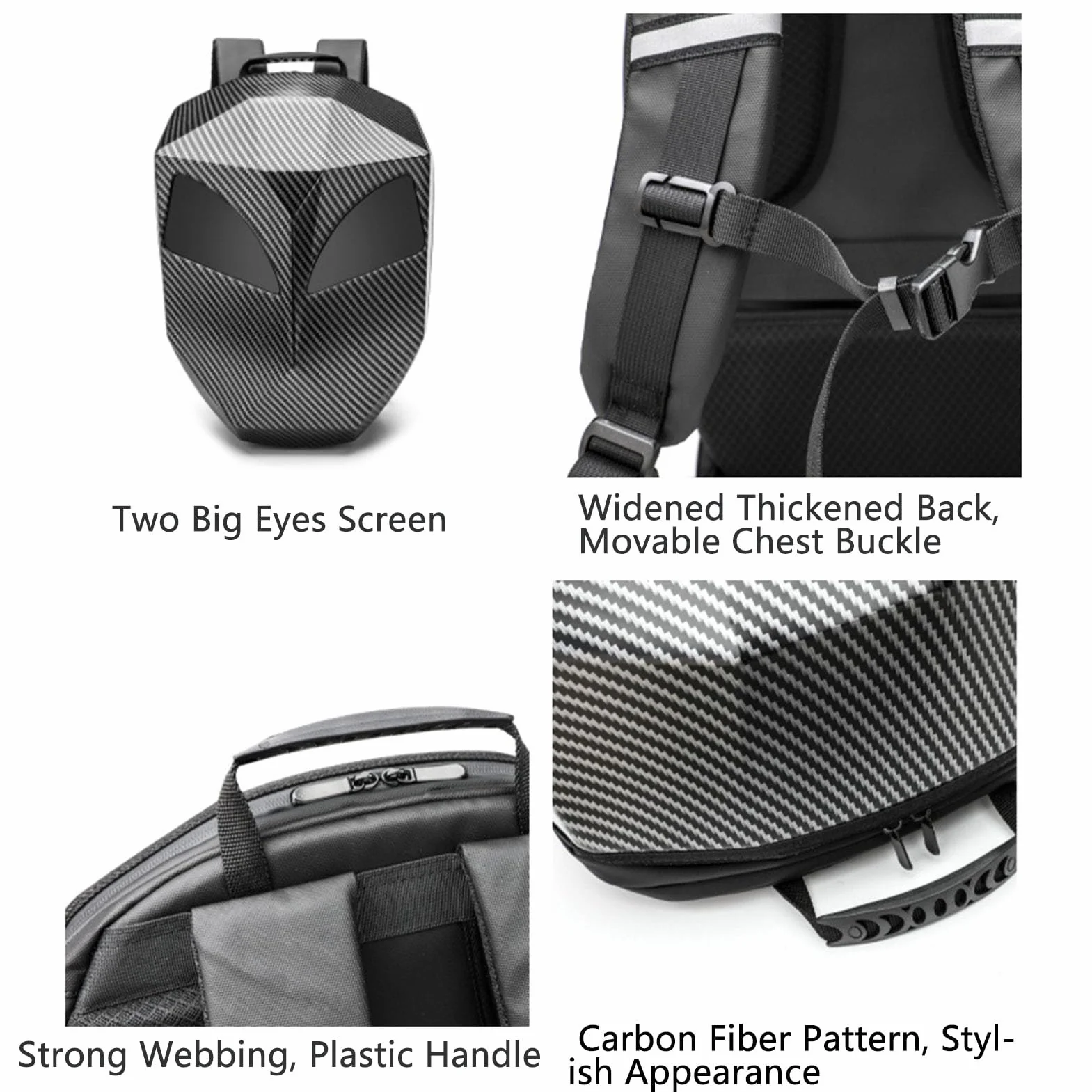 Torba LED z Wyświetlaczem, Programowalny Ekran Twarda Obudowa Wodoodporna Torba na Laptopa Zasilana Przez USB do Podróżowania Motocyklem, z wodoodporną powłoką 3D, z możliwością