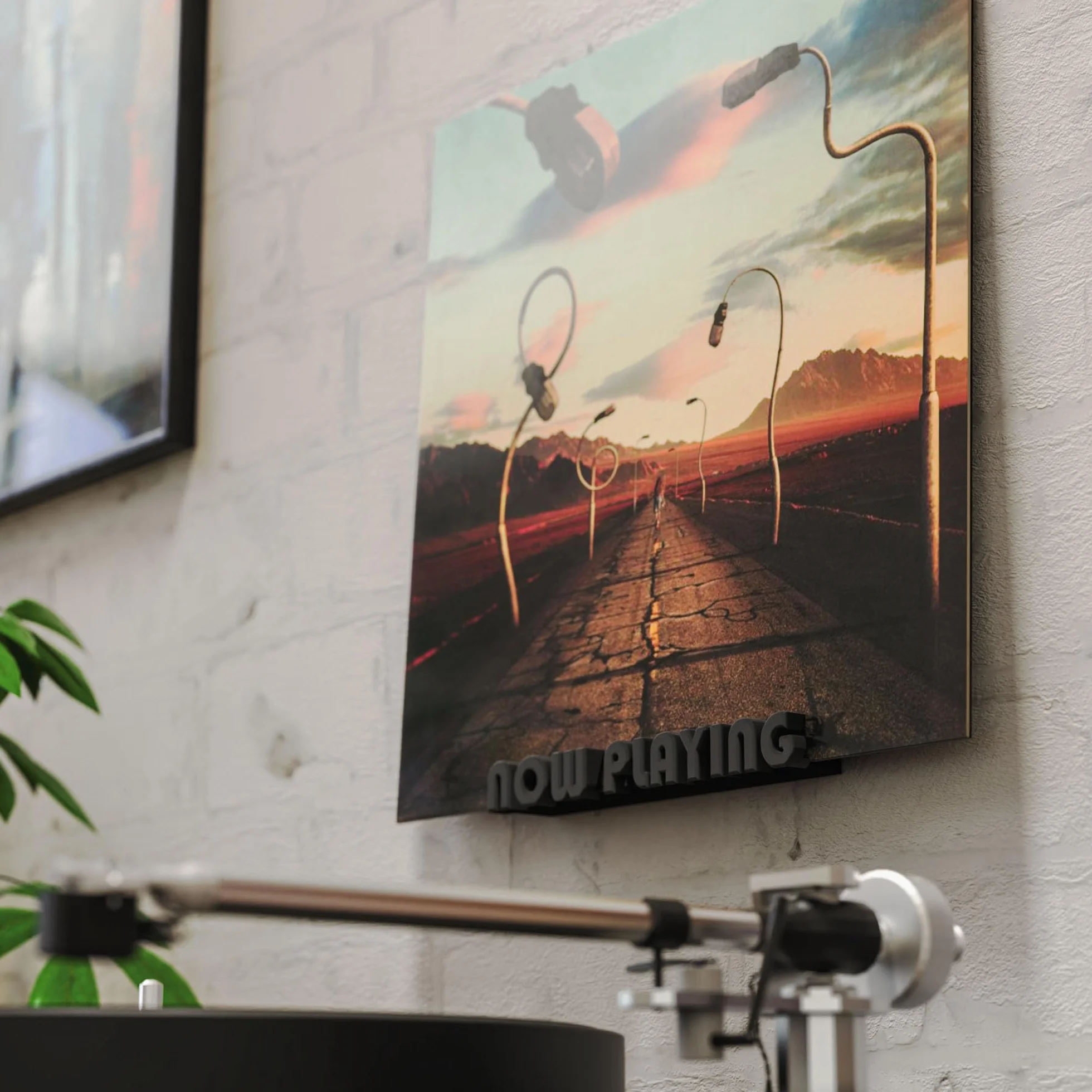 Mobilefox Uchwyt ścienny na płyty gramofonowe NOW PLAYING pasuje do LP Disc Vinyl Holder czarny