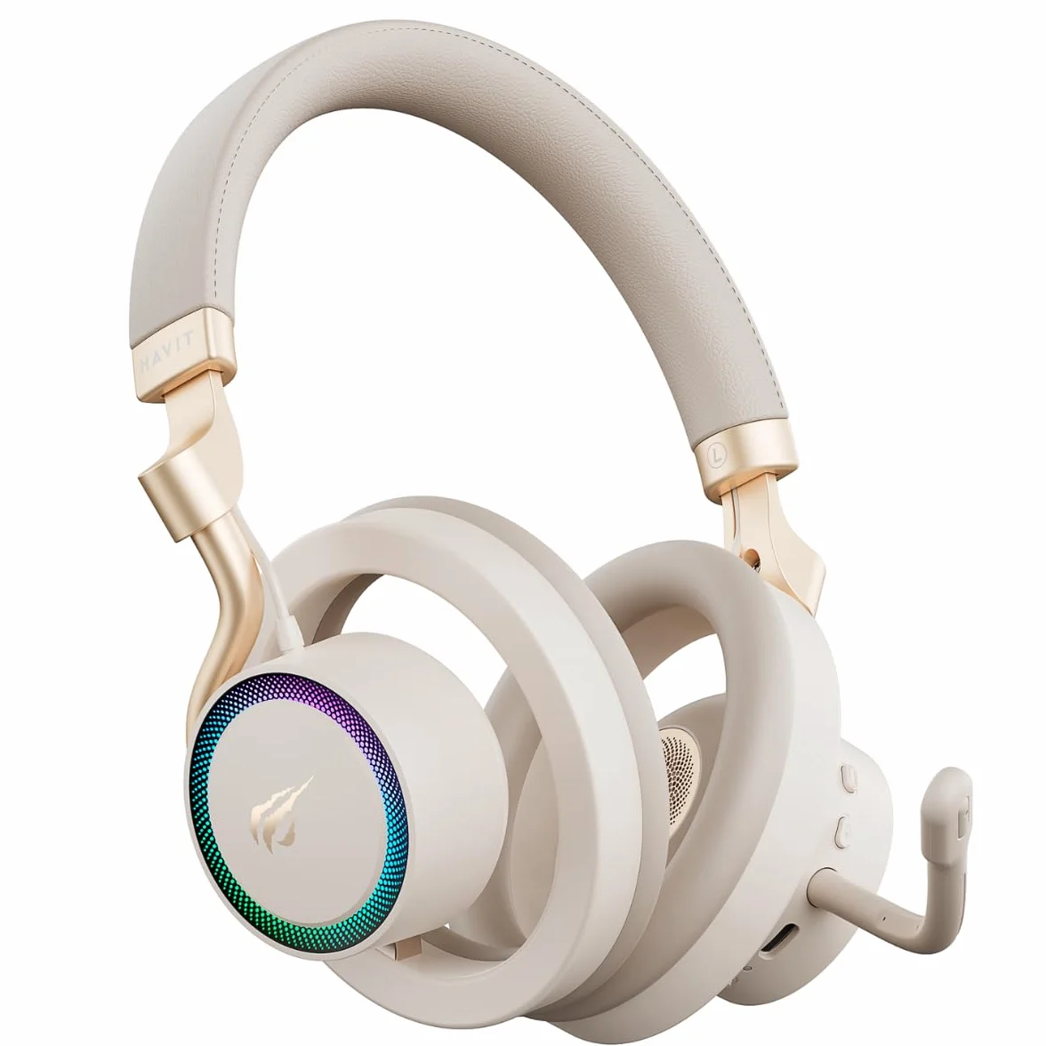 HAVIT Gamenote Fuxi-H8 RGB Gaming Headset – Over-Head Style, sterownik 32 mm, 6 trybów pracy (złoty)
