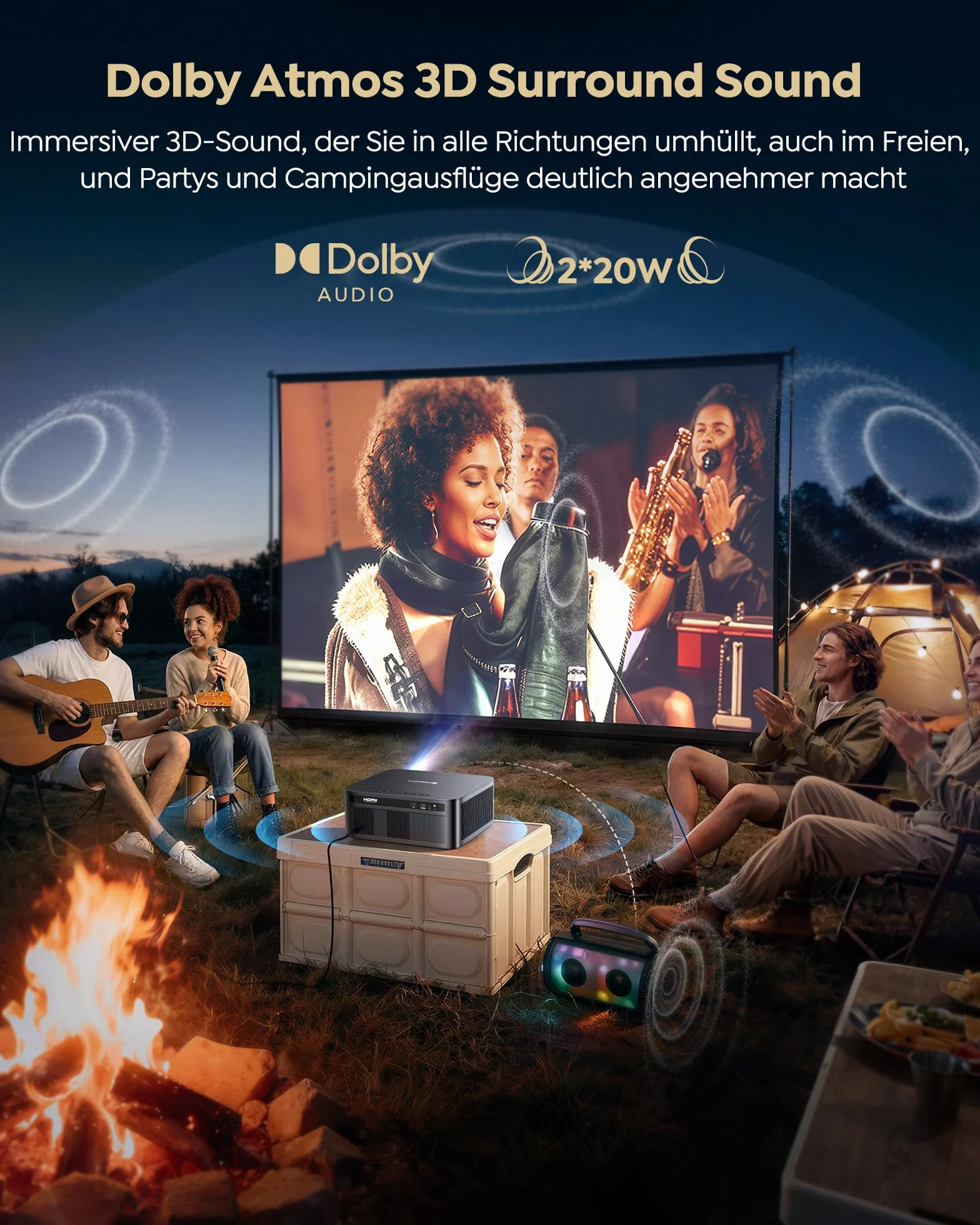 Projektor 4K | Jasność 2200 ANSI |Google TV 14.0 Zintegrowany | Dolby Audio 40W | Projektor natywny FHD 1080P, automatyczne ustawianie ostrości i kalibracja AI, 2+32 GB, HDMI 2.1, MEMC HDR10 do kina
