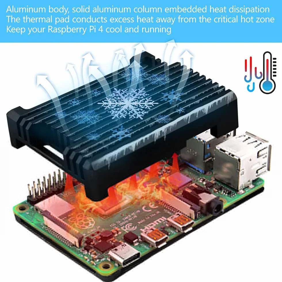 GeeekPi Raspberry Pi 4 etui, Armor obudowa z pasywnym chłodzeniem, CNC aluminiowa obudowa z rozpraszaniem ciepła i taśma termiczna do Raspberry Pi 4B (szary)