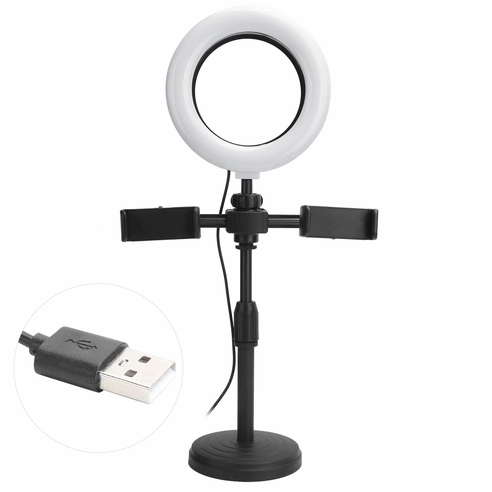 Lampa pierścieniowa LED 6 cali z uchwytem na telefon, 3 tryby świecenia, 9 rodzajów jasności