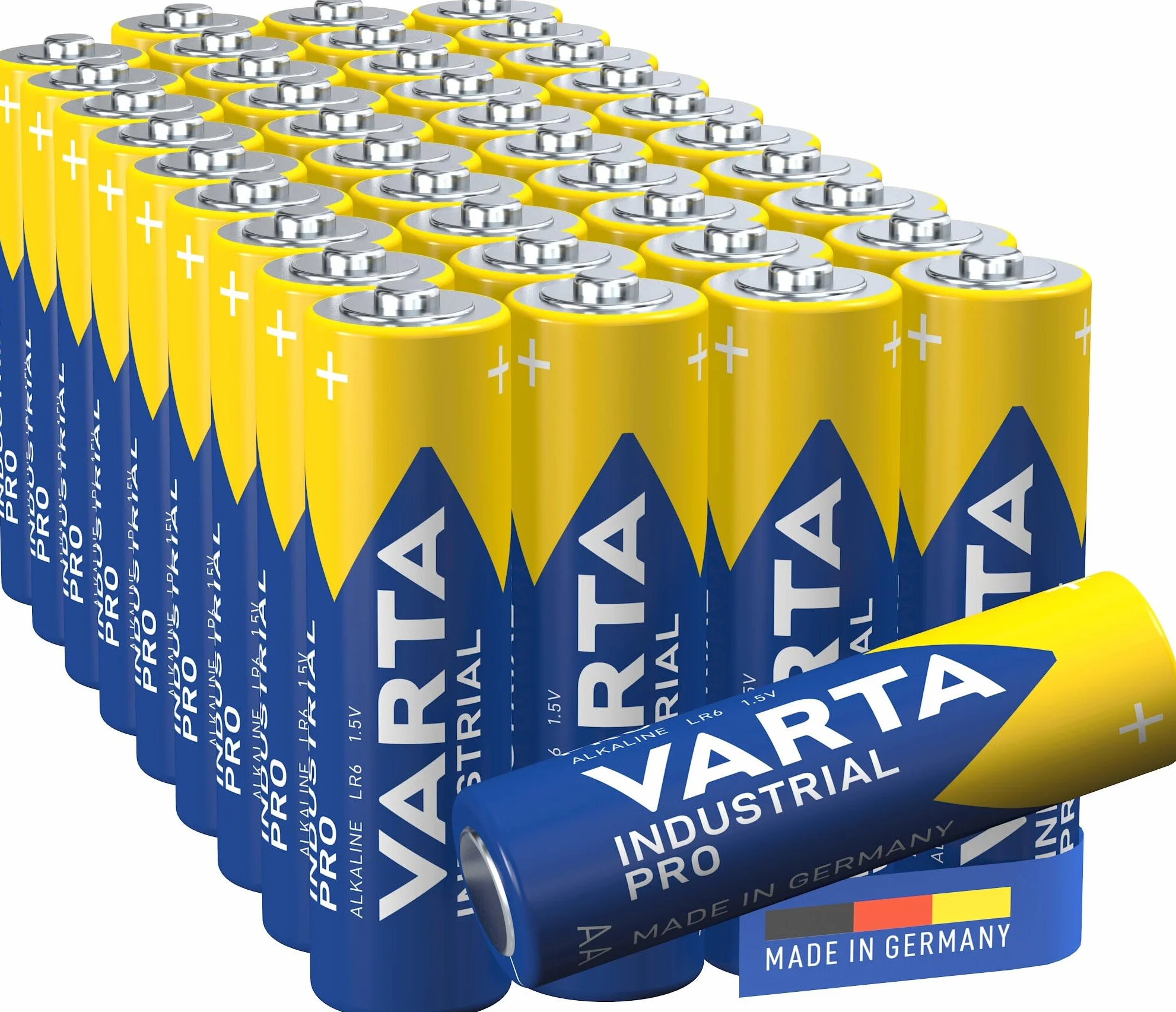 VARTA Baterie AA, opakowanie 40 szt., Industrial Pro, Baterie Alkaliczne, 1,5V, pakiet do przechowywania, Made in Germany [Wyłącznie w Amazon]
