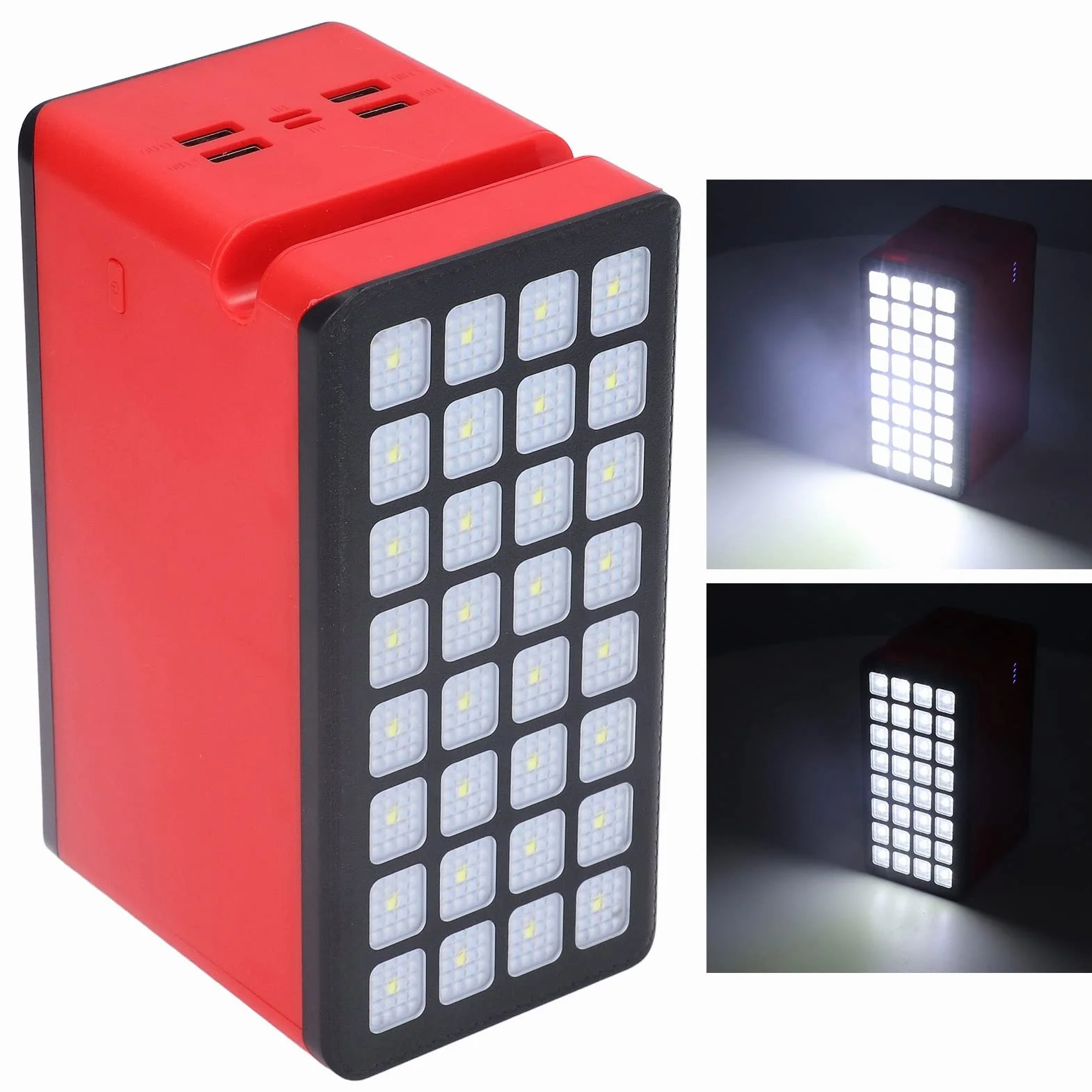 Ładowarka Solarna Power Bank, Power Bank 32LED 100000mAh Przenośna ładowarka do Telefonu z Portem 4USB 3 Tryby światła do Wędkowania na Kempingu