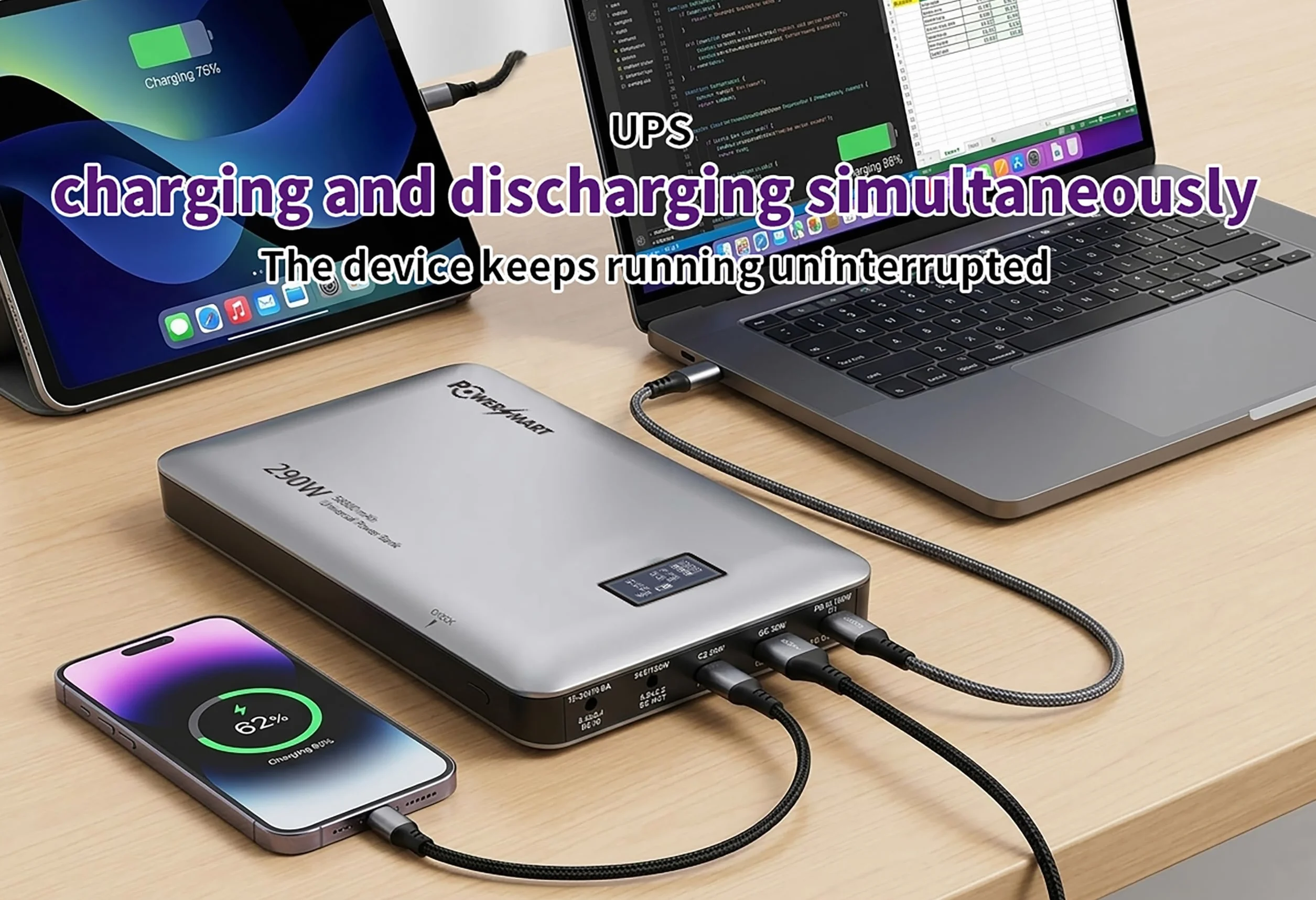 PowerSmart Powerbank 58800 mAh 213 Wh USB-C, akumulator do szybkiego ładowania laptopa telefon komórkowy