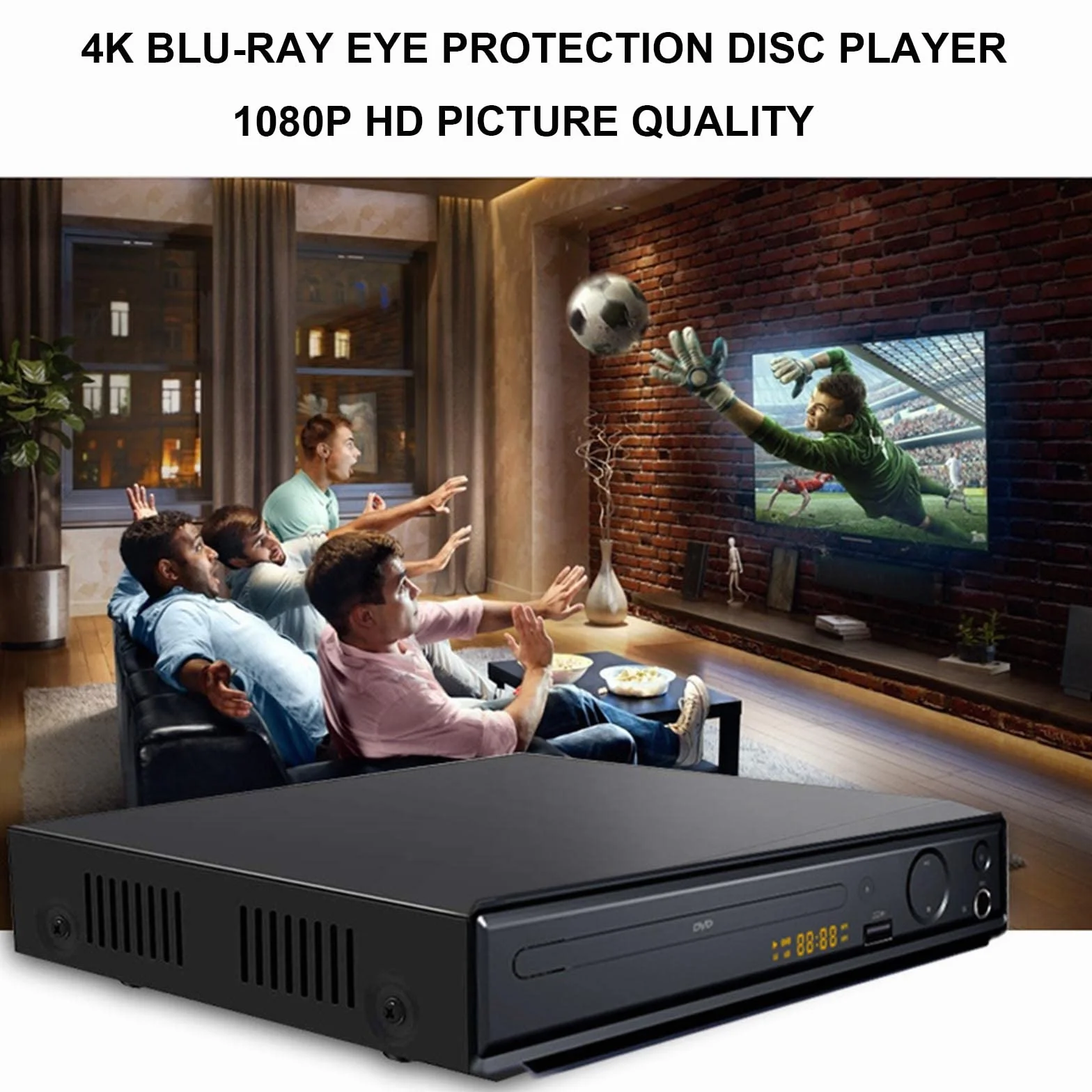 4K Blu-ray ochrona oczu, odtwarzacz DVD, domowy wyświetlacz HDMI VCD HD, złącze USB/pamięć wyłączania