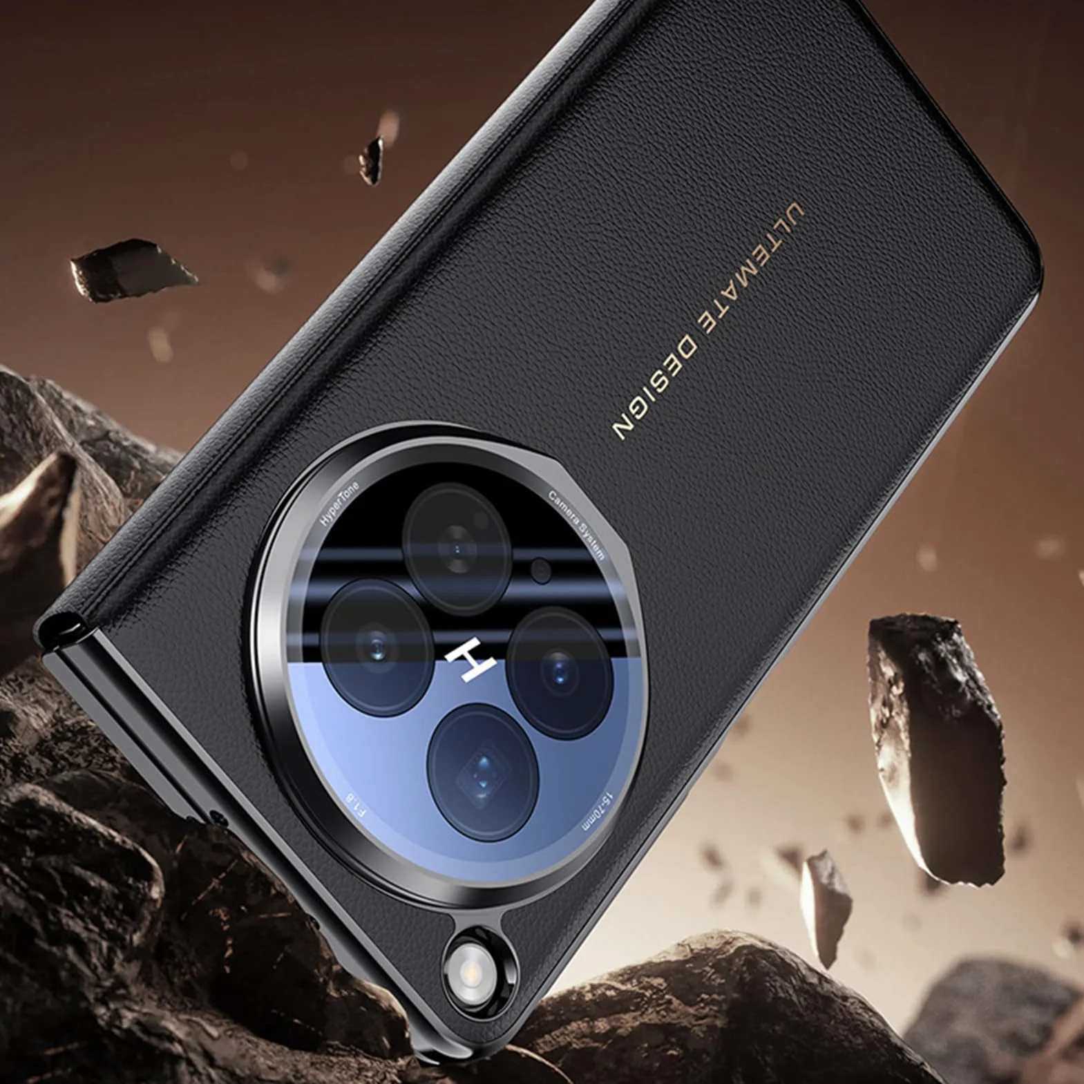 Skórzane etui z klapką do OPPO Find N6, ochrona obiektywu z klapką obudowa pozłacana krawędź antywstrząsowa luksusowa obudowa, czarna, N6