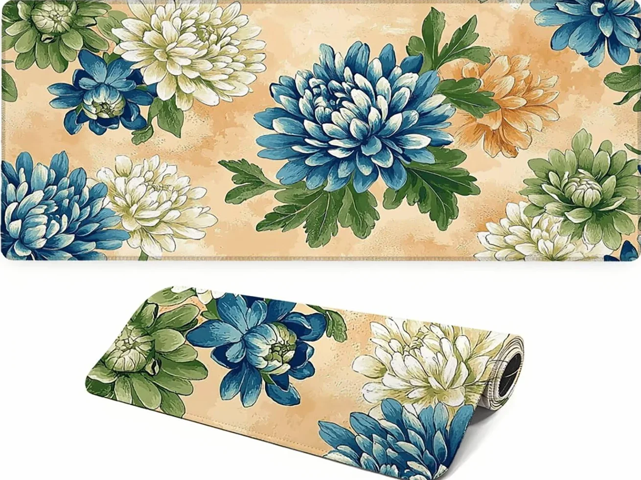 YF-3212 Podkładka pod mysz XXL, 1600 x 800 x 3 mm, kwiaty, bardzo duża podkładka pod mysz, antypoślizgowa, gumowa podstawa, retro, duża, nadaje się do prania, precyzyjna i szybka gamingowa podkładka