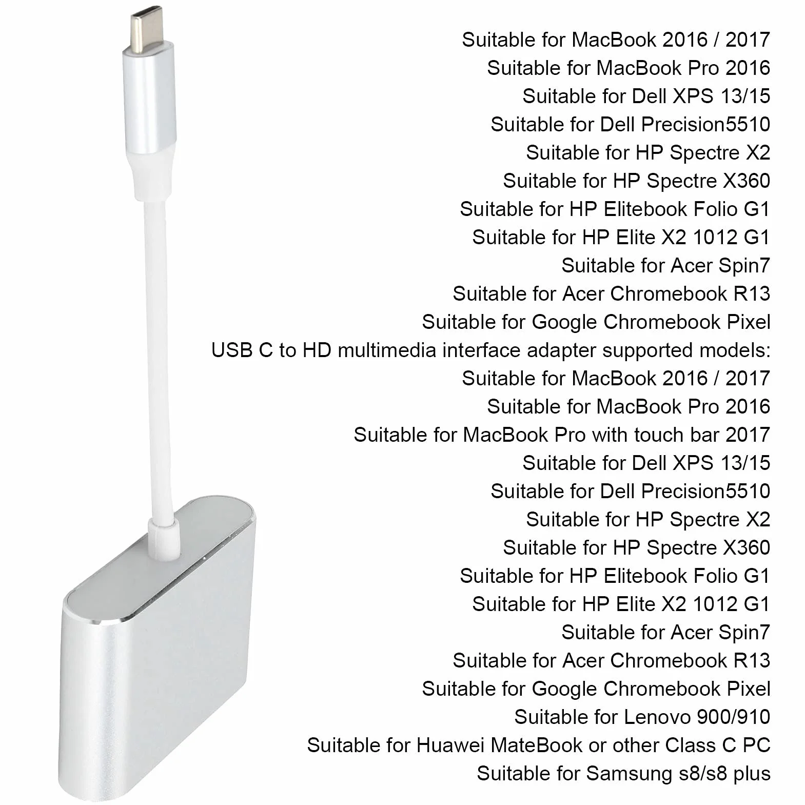 Przejściówka VGA na HDMI Konwerter 4K Biały szary
